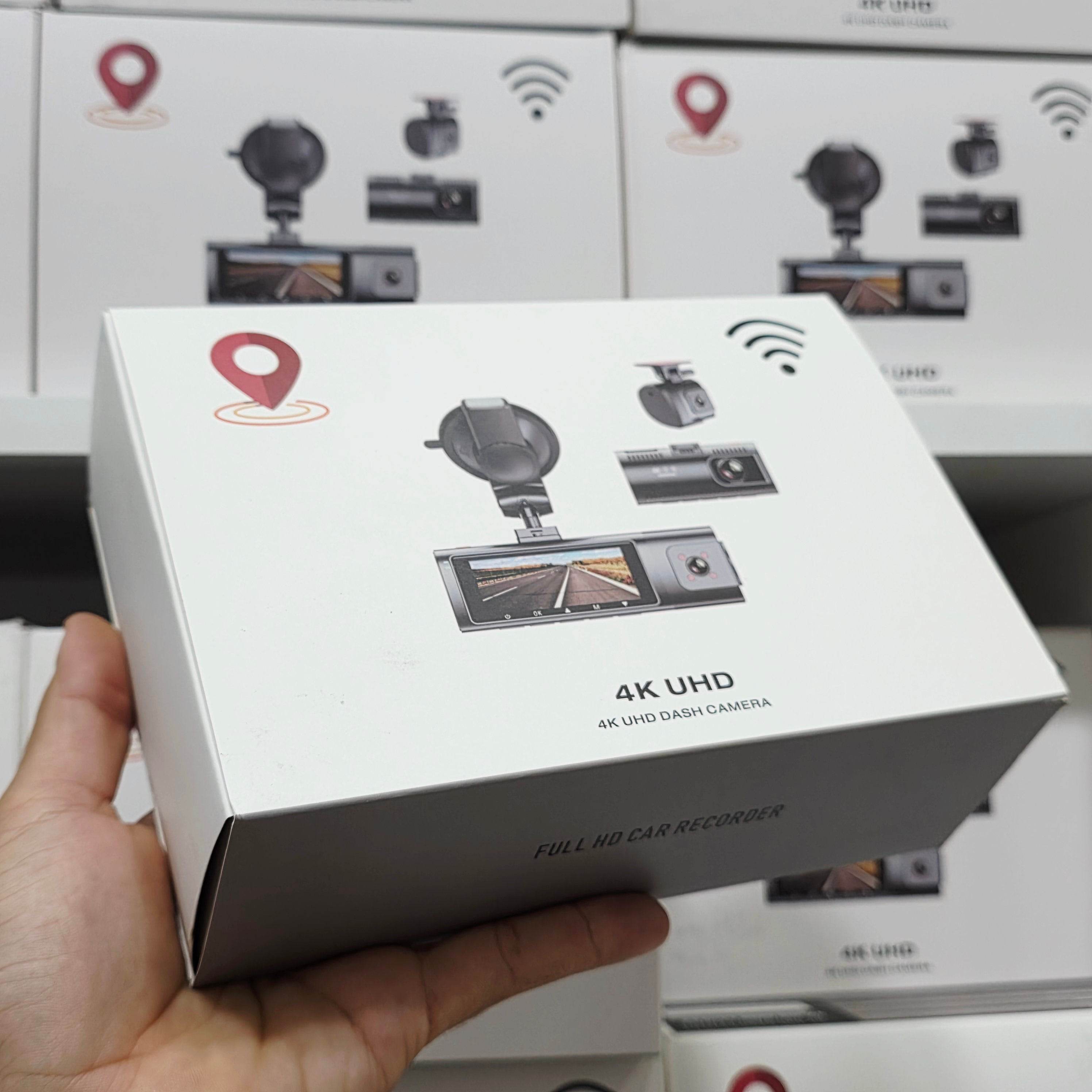 K17 ARAÇ İÇİ kamera EKRANLI 4K UHD ÖN-ARKA-İÇ KAMERA Gece Görüş, Çift Lens Dashcam Kayıt - G6R - KolayMagza