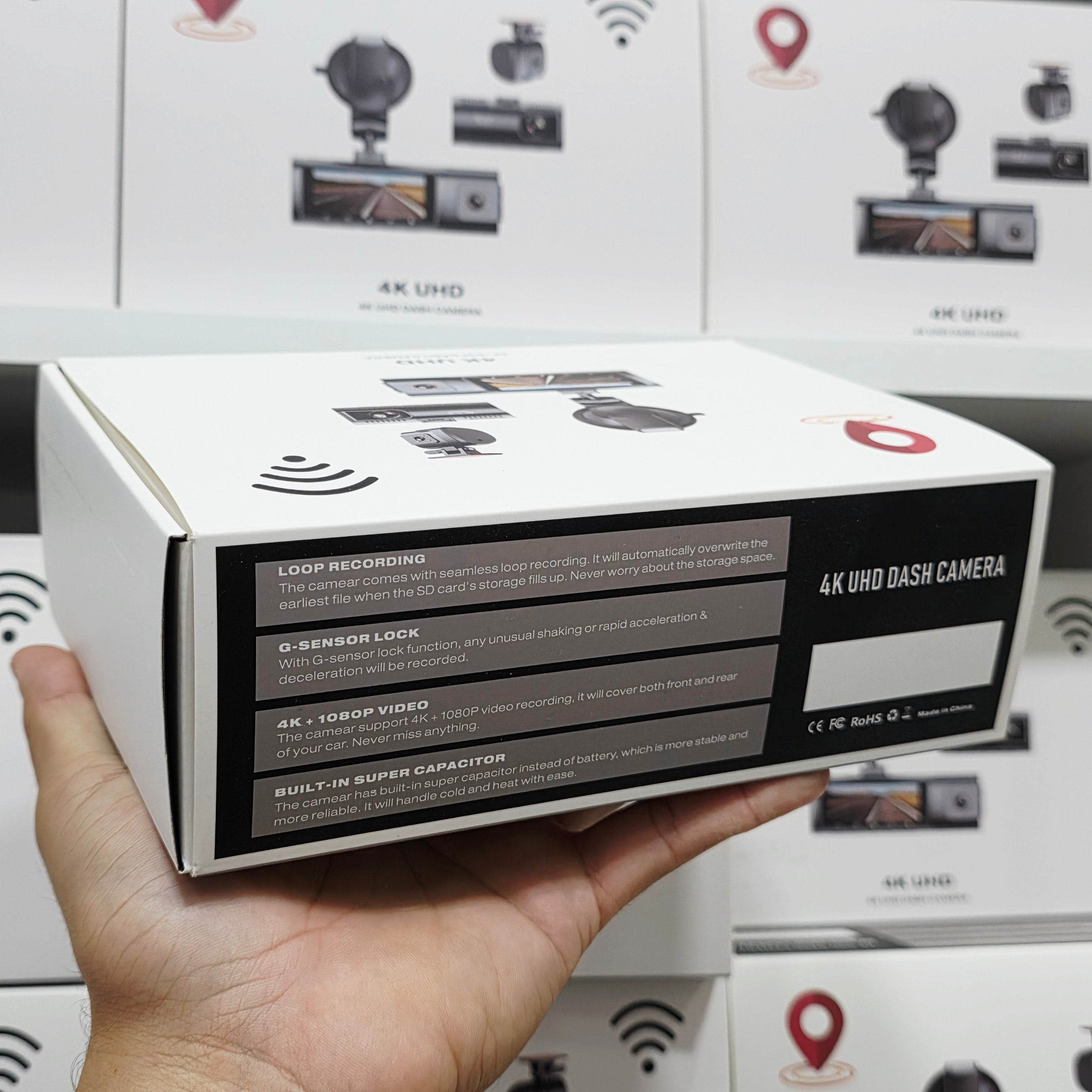 K17 ARAÇ İÇİ kamera EKRANLI 4K UHD ÖN-ARKA-İÇ KAMERA Gece Görüş, Çift Lens Dashcam Kayıt - G6R - KolayMagza