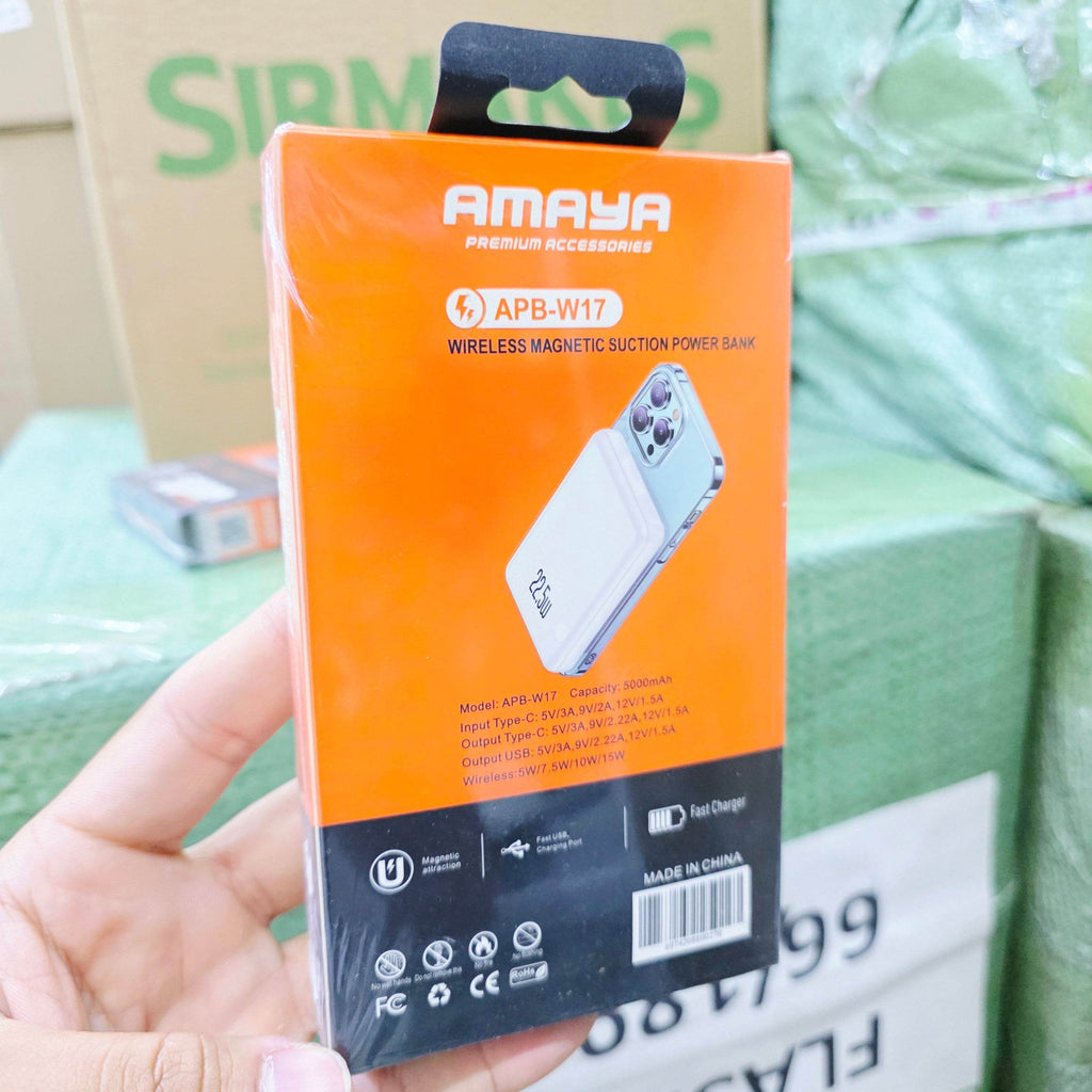 22,5W 5000 mah magsafeli batterypack typec ve usb çıkışlı 15w hızlı şarj destekli powerbank w17 - P1Z - KolayMagza