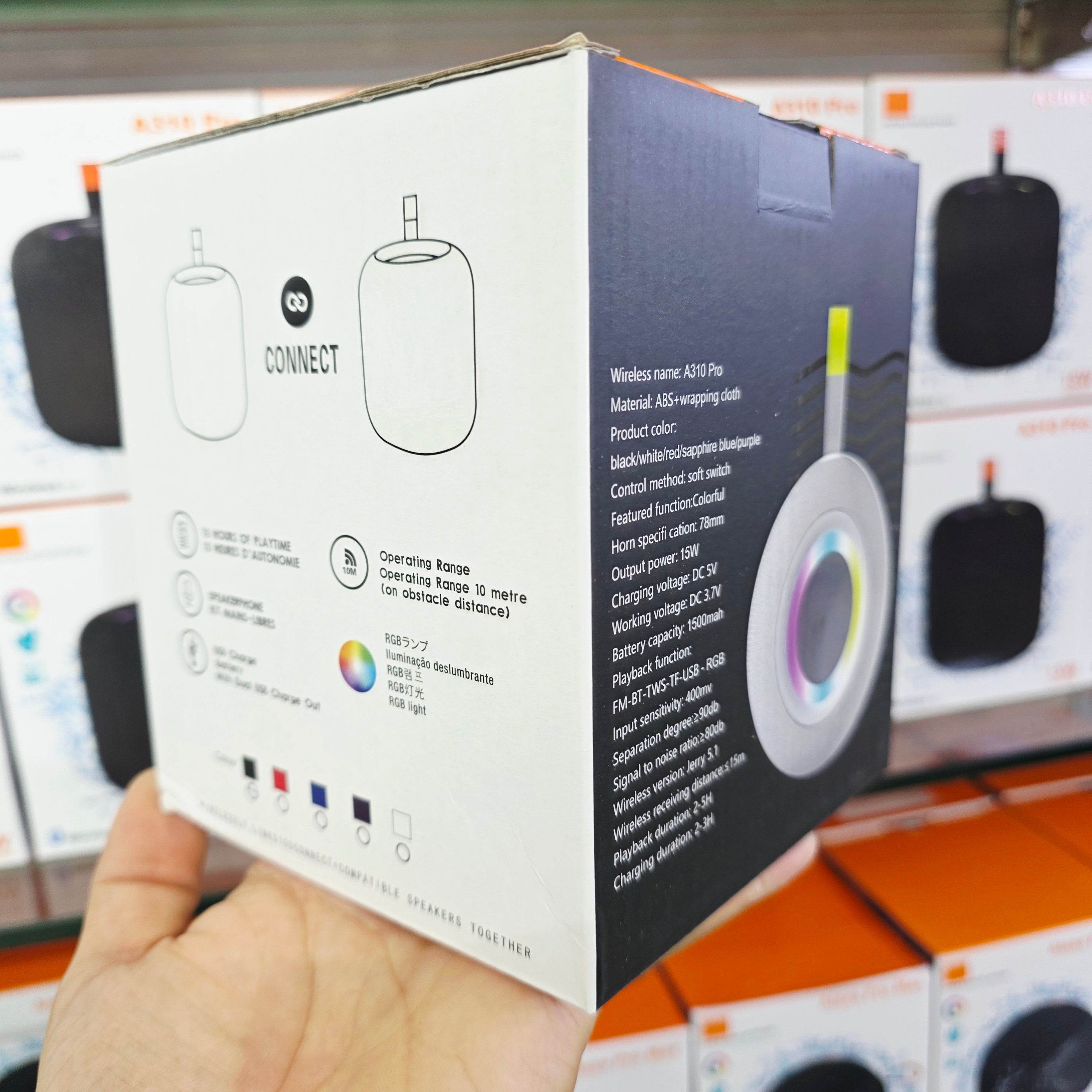 A310 pro ev masaüstü kablosuz taşınabilir LED rgb ışıklı 10 metre menzilli suya dayanıklı 12 saat pil ömürlü şarj edilebilir 15W 5,1v bluetooth hoparlör - H3U - KolayMagza