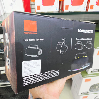 Boombox 2100 rgb ışıklı 360 derece steario ses güçlü çift bass, suya dayanıklı taşınabilir bluetooth hoparlör - H3W