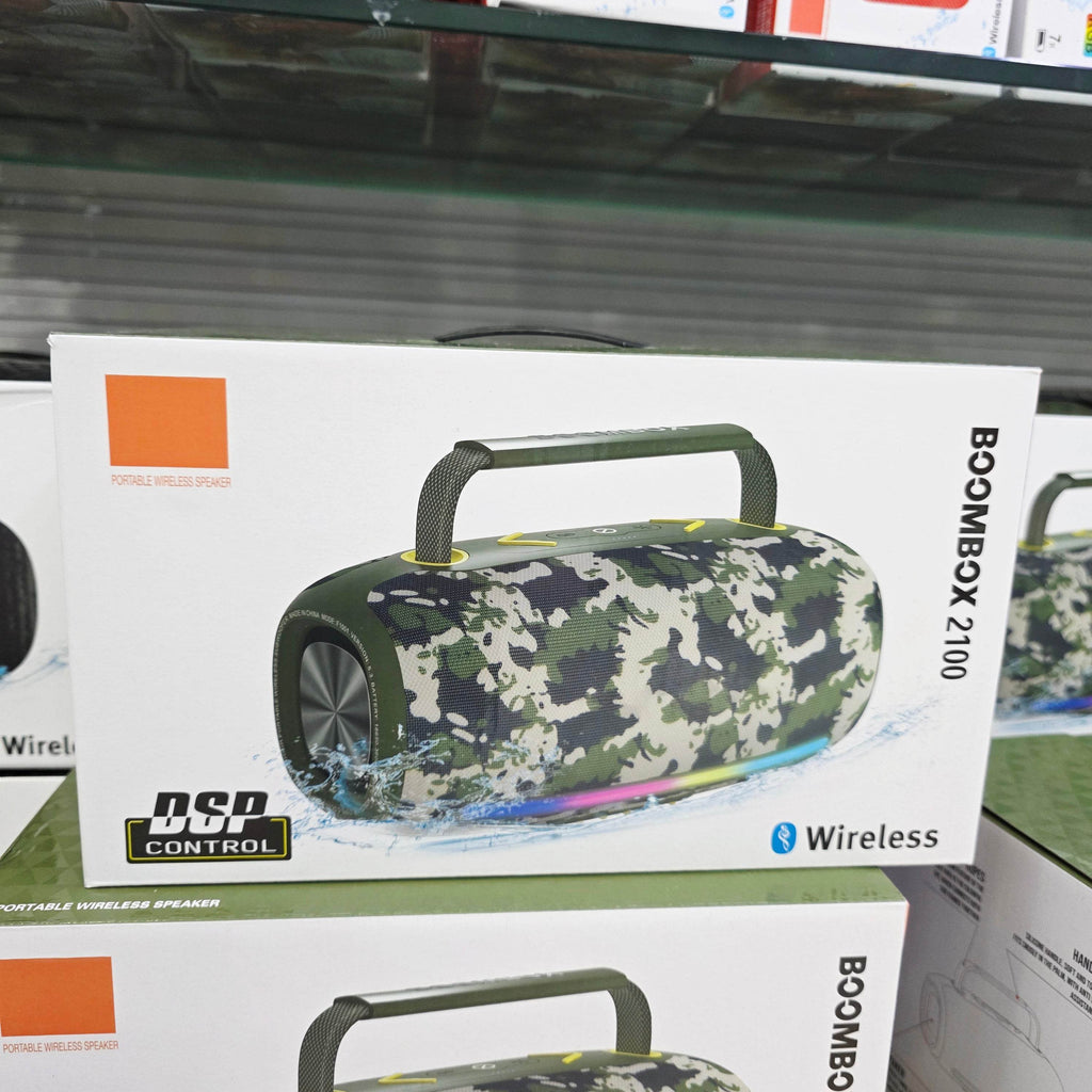 Boombox 2100 rgb ışıklı 360 derece steario ses güçlü çift bass, suya dayanıklı taşınabilir bluetooth hoparlör - H3W - KolayMagza