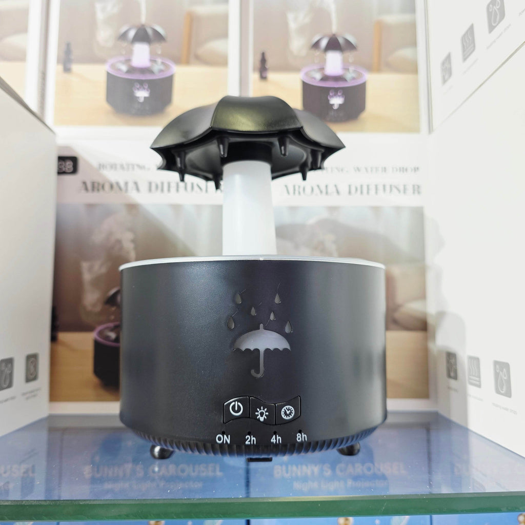 V88 3'ü 1 arada Yağmur Damlası Nemlendirici ve Esansiyel Yağ Difüzörü, Serin Sis, 360 Derece Şelale, Fısıltılı Yağmur Sesi ve 7 Ruh Hali Işığı, Şemsiye Tasarımlı Hava Nemlendirici, Ev, Yatak Odası, Oturma Odası - H3Y - KolayMagza