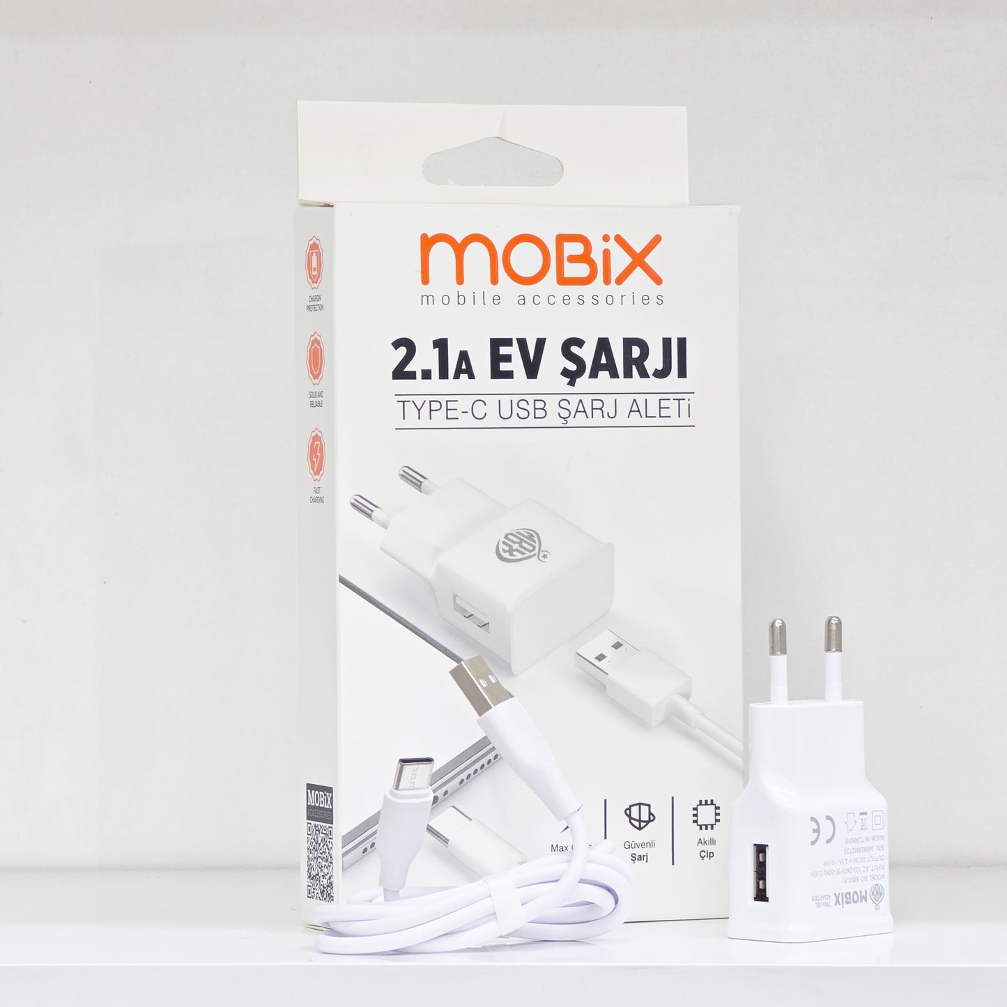 2.1A Usb çıkışlı ve 1 metre kablo şarj seti