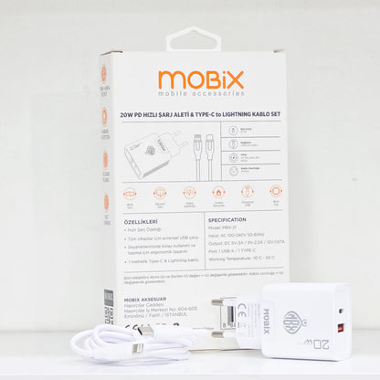 20W Usb ve TypeC çift çıkışlı şarj başlık ve 1m kablo seti