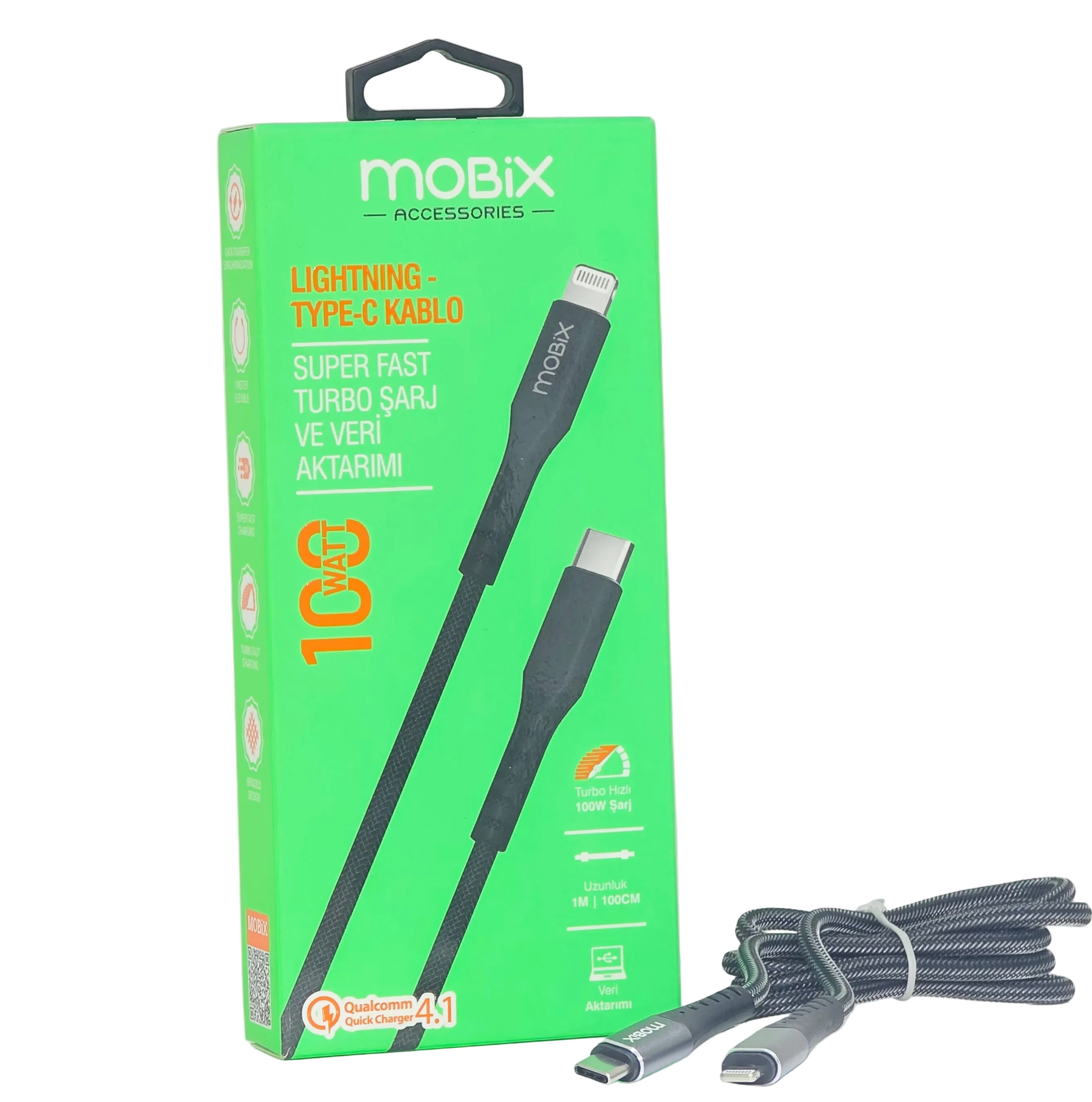 (10adet) Lightning to typeC kablo 100W süper hızlı ve turbo destekli 1m şarj kablosu