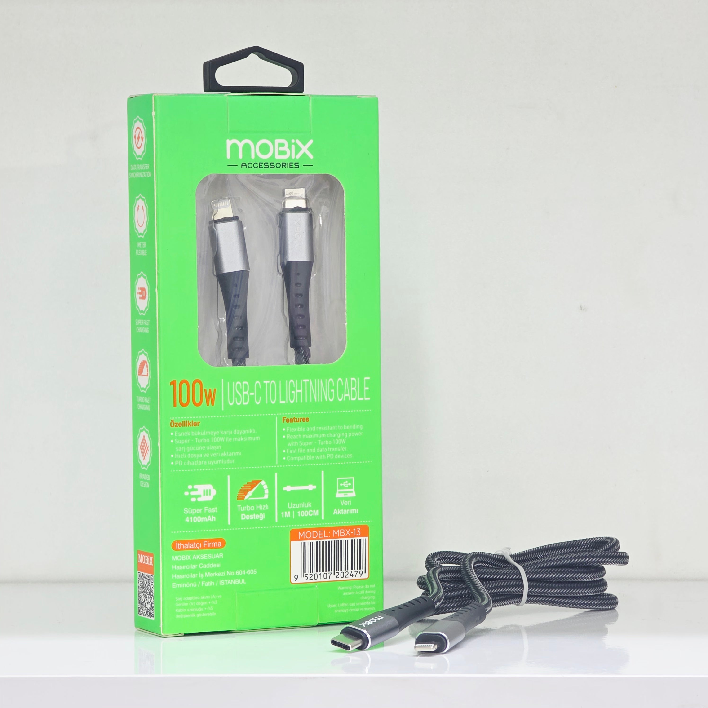 (10adet) Lightning to typeC kablo 100W süper hızlı ve turbo destekli 1m şarj kablosu