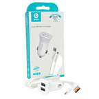 Car charger head set with 1m cable and dual USB input