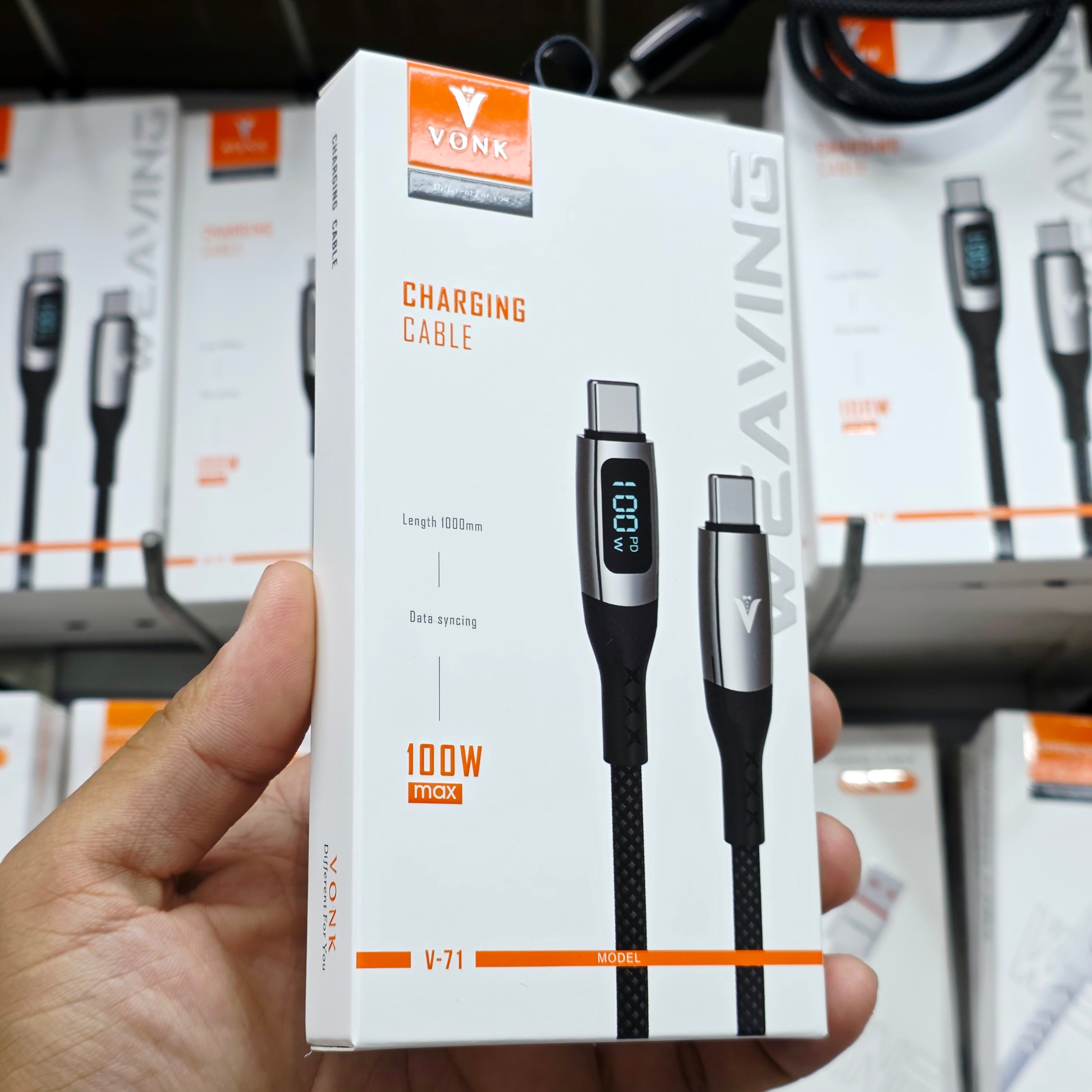 100W PD hızlı şarj gostergeli Type-C to Type-C şarj kablosu 1m