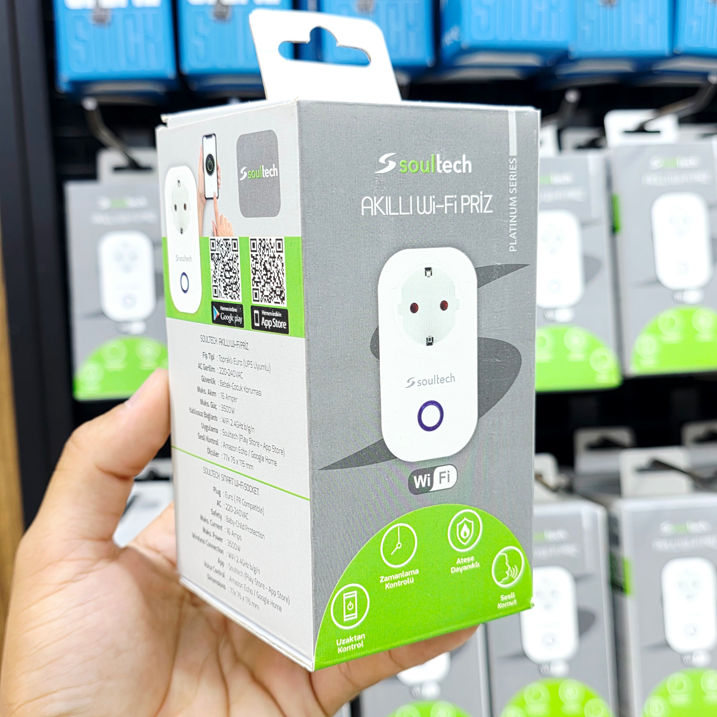 Akıllı Wi-Fi Priz 16A 3500W - Uzaktan Kontrol, Zamanlayıcı ve Sesli Komut Desteği (Ateşe Dayanıklı)