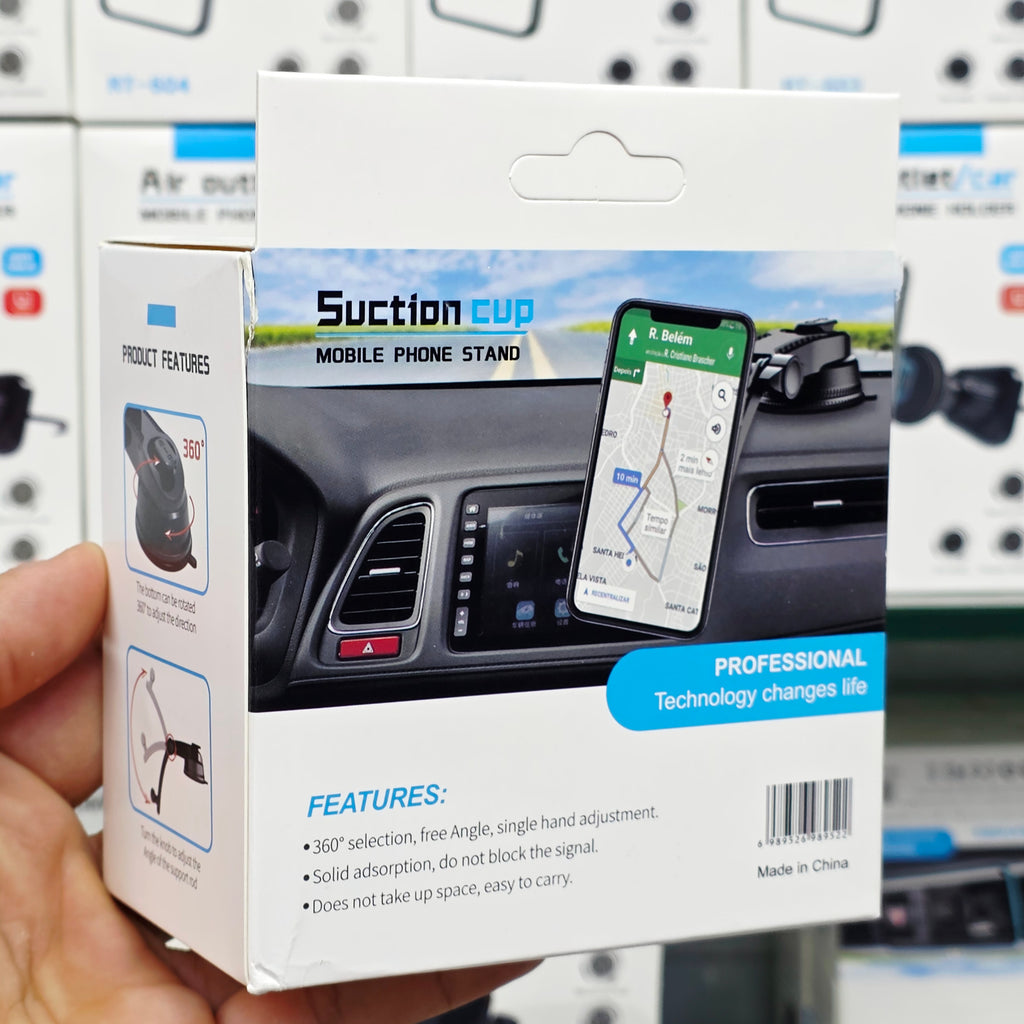 Magnetic 360 degree adjustable in-car phone holder placed in the dashboard