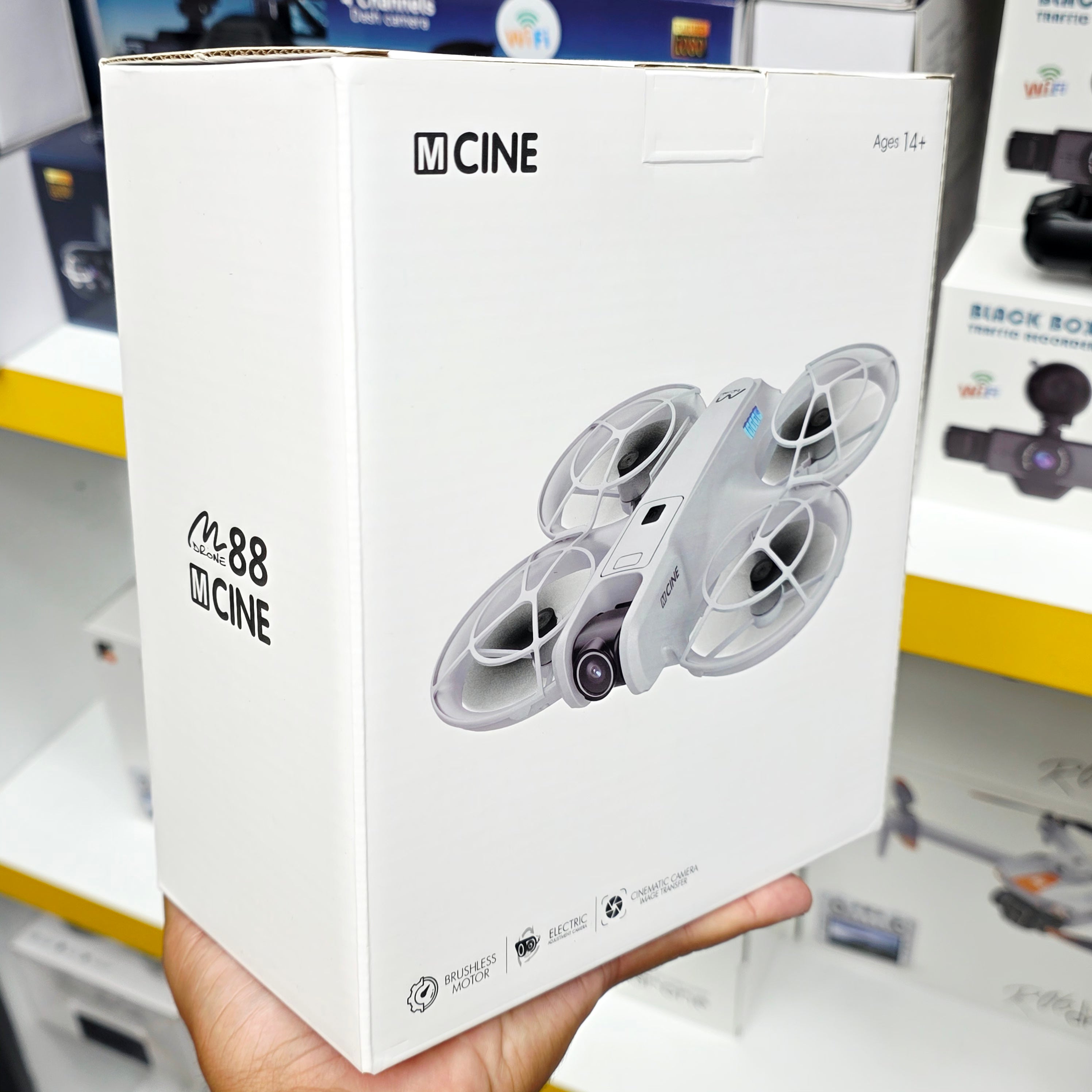 M-Cine Mini Drone - Fırçasız (Brushless) Motorlu, Çift Kameralı Sinematik FPV Drone (Engel Sensörlü & Stabil Uçuş)