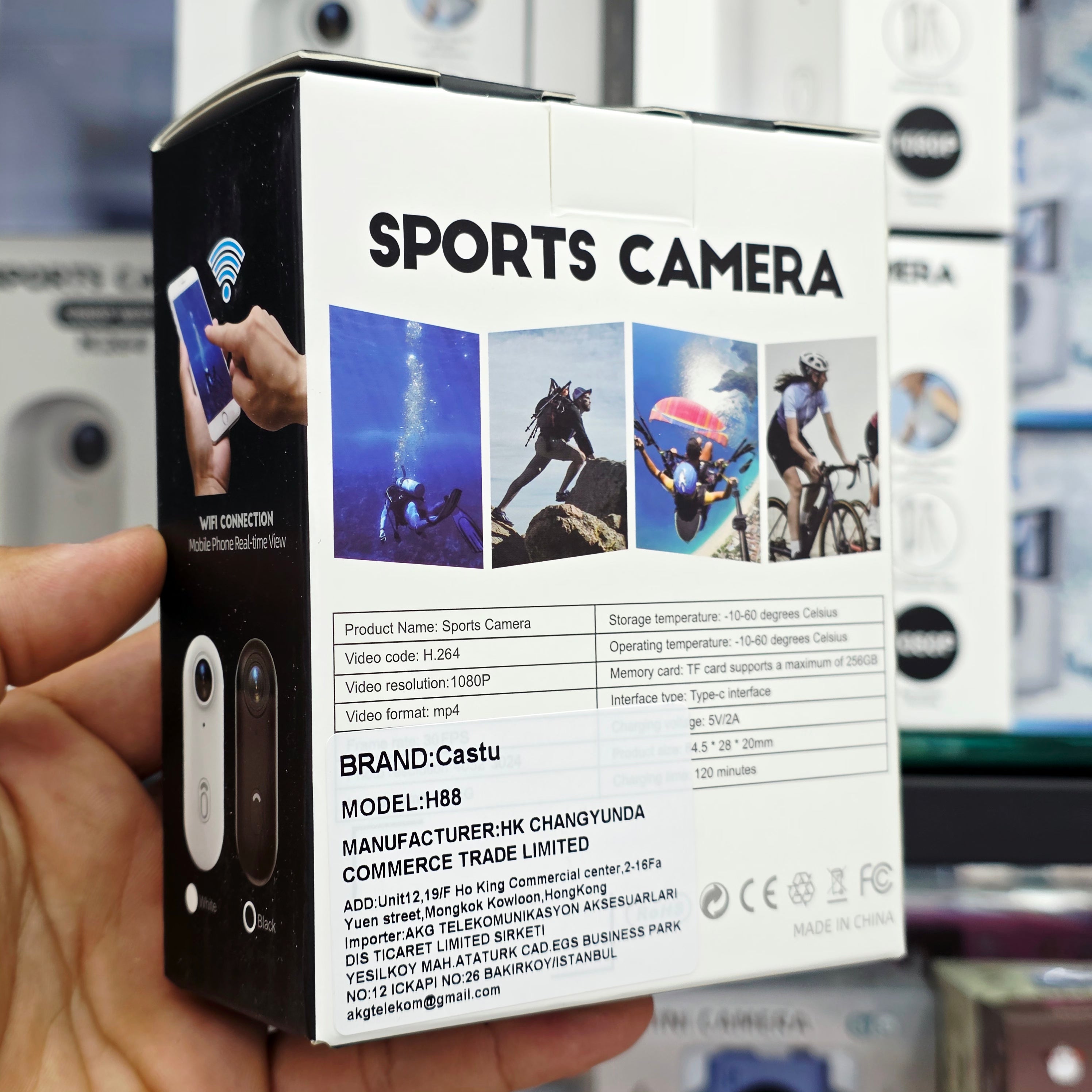 Mini WiFi Giyilebilir Aksiyon Kamerası - 1080P Full HD Manyetik Vlog ve Spor Kamerası (360° Klipsli)