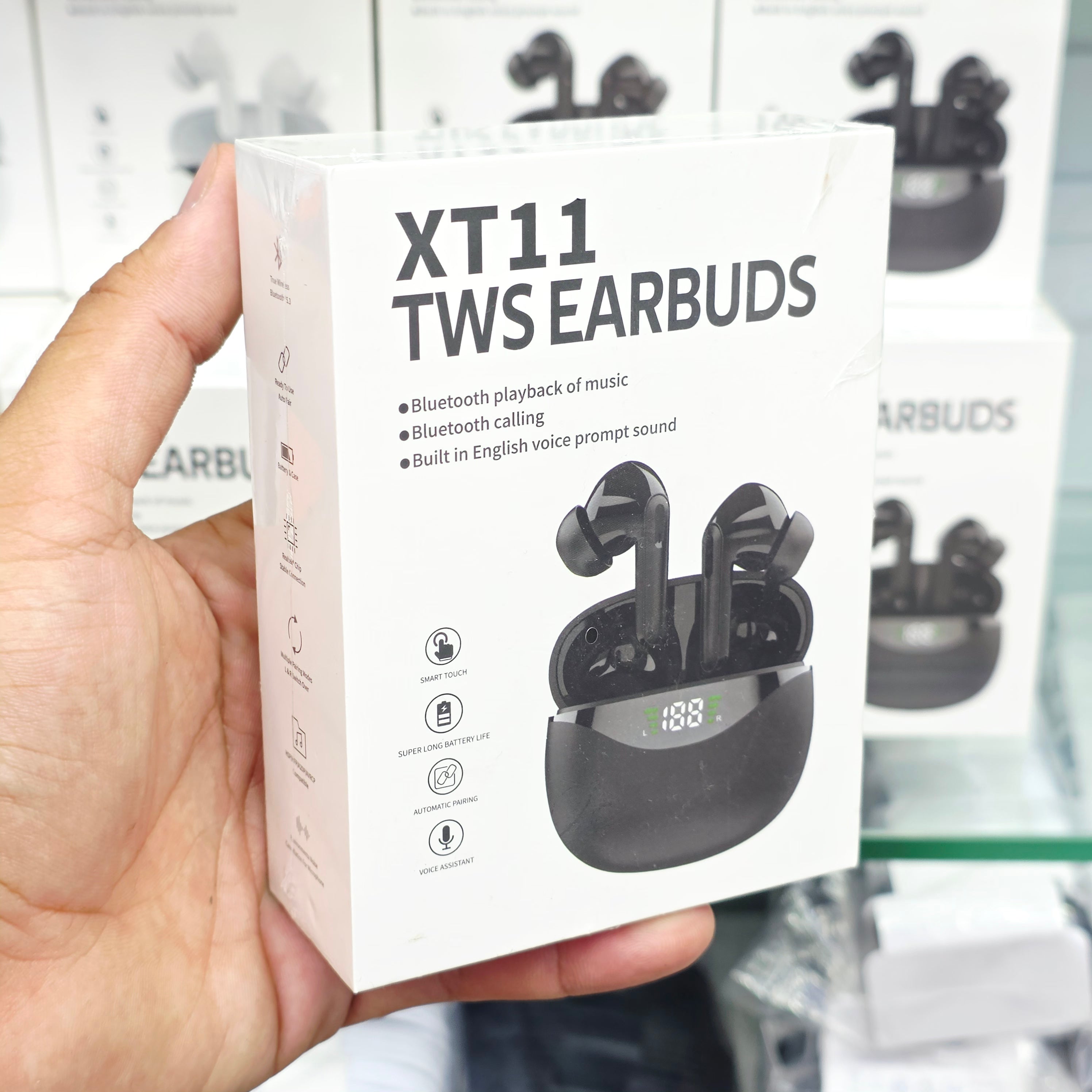 XT11 TWS Kablosuz Bluetooth Kulaklık Siyah - Dijital Göstergeli Akıllı Dokunmatik Kulak İçi Kulaklık MİLANO