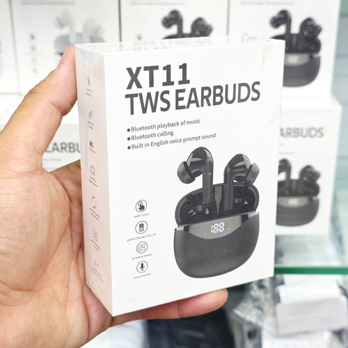 XT11 TWS Kablosuz Bluetooth Kulaklık Siyah - Dijital Göstergeli Akıllı Dokunmatik Kulak İçi Kulaklık MİLANO