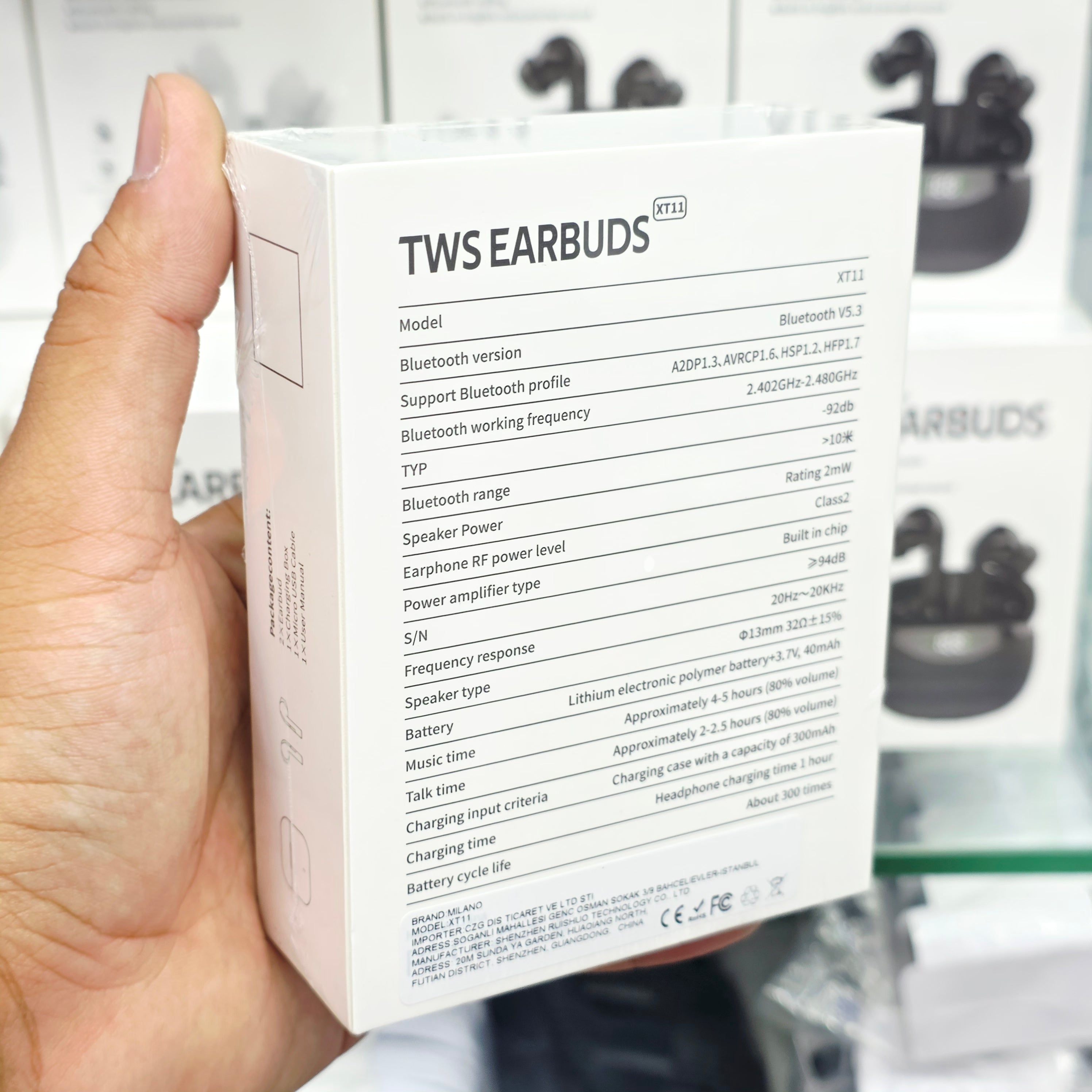 XT11 TWS Kablosuz Bluetooth Kulaklık Siyah - Dijital Göstergeli Akıllı Dokunmatik Kulak İçi Kulaklık MİLANO