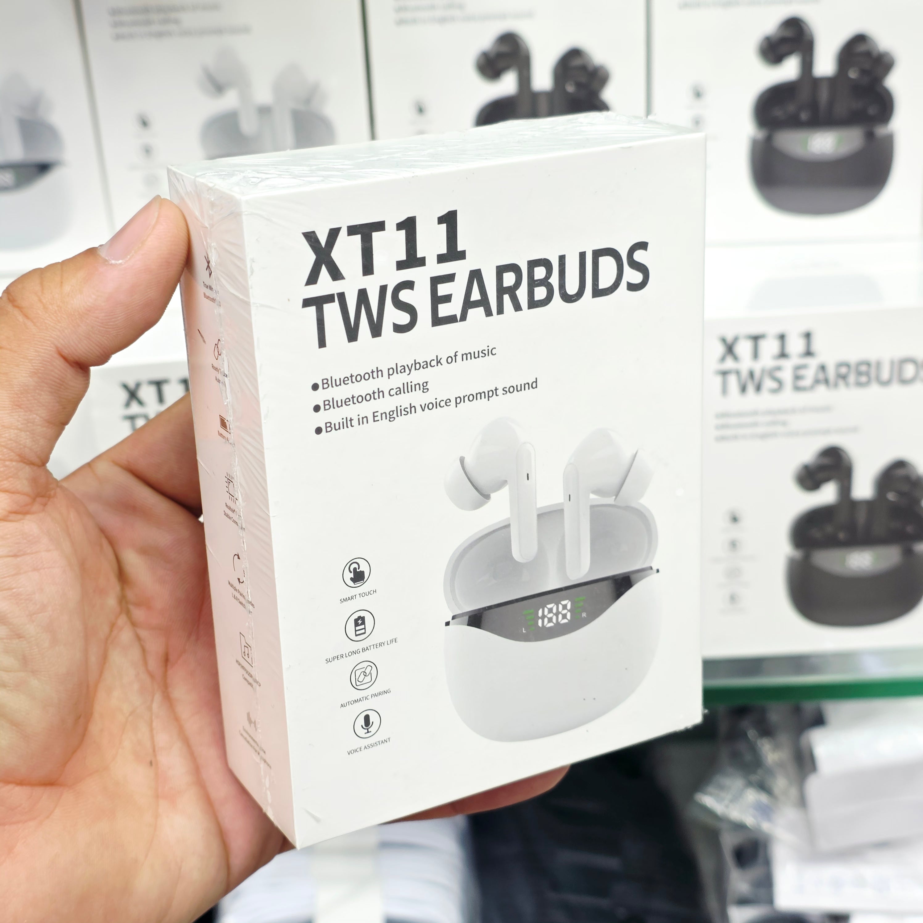 XT11 TWS Kablosuz Bluetooth Kulaklık Siyah - Dijital Göstergeli Akıllı Dokunmatik Kulak İçi Kulaklık MİLANO