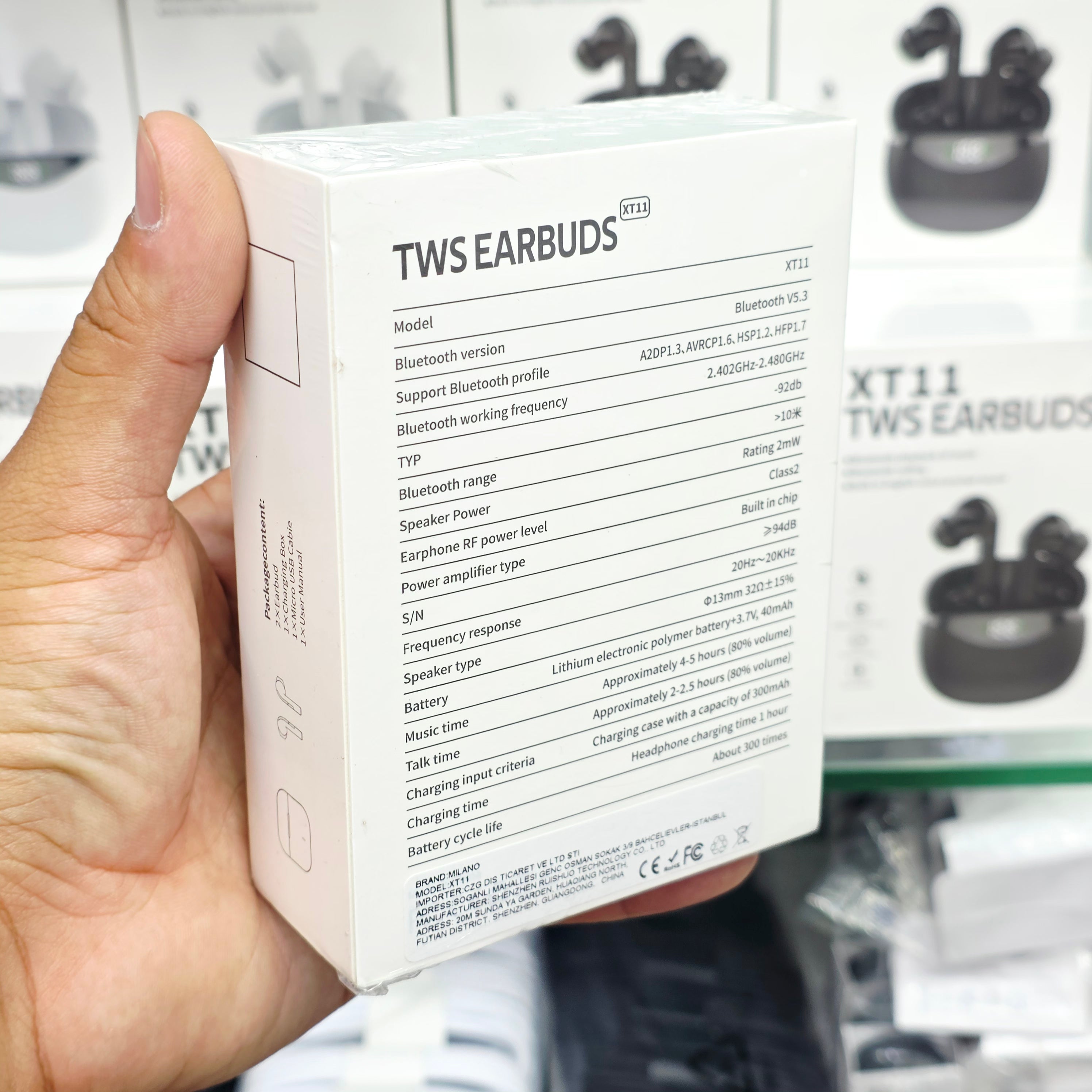 XT11 TWS Kablosuz Bluetooth Kulaklık Siyah - Dijital Göstergeli Akıllı Dokunmatik Kulak İçi Kulaklık MİLANO