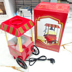 Nostaljik Mini Patlamış Mısır Makinesi - Retro Popcorn Arabası Tasarımlı Ev Tipi Yağsız Sıcak Hava Patlatıcı LENSUN
