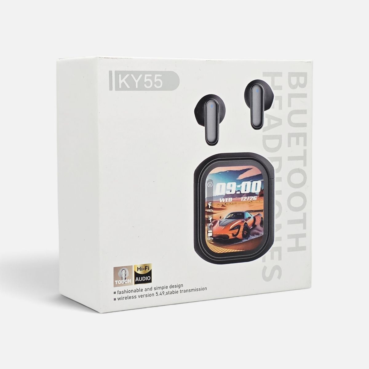 KY55 Akıllı Dijital Ekranlı TWS Bluetooth Kablosuz Kulak İçi Kulaklık - Beyaz JBK