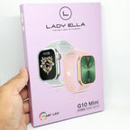 G10 Mini Kadın Akıllı Saat 41mm Süper AMOLED Ekran Taşlı Kasa Premium Tasarım (3 Kordonlu) lady ella Mstore