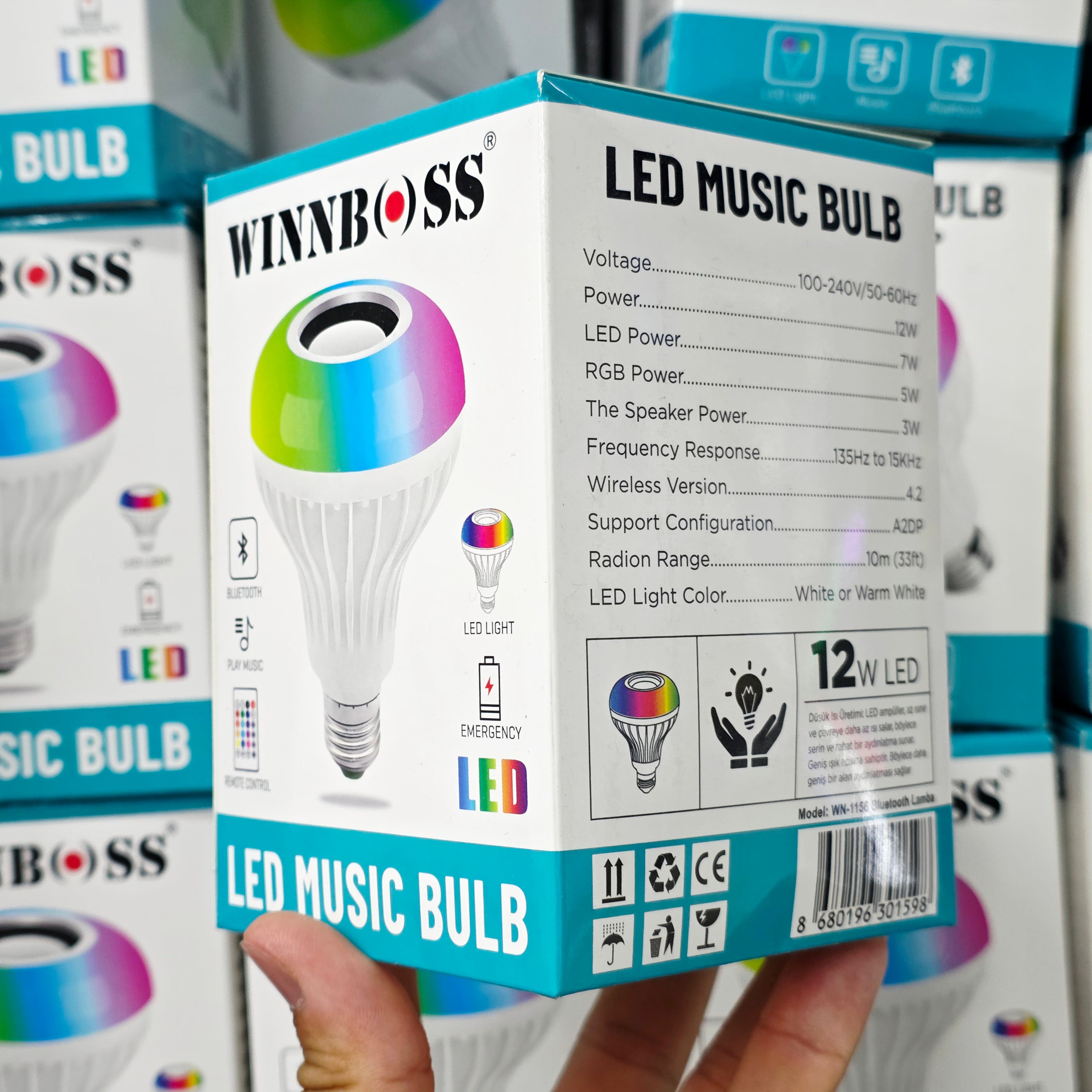 ( 5 adet ) 12W Bluetooth Hoparlörlü RGB Renkli LED Akıllı Ampul (Kumandalı) SANTRAL HAN