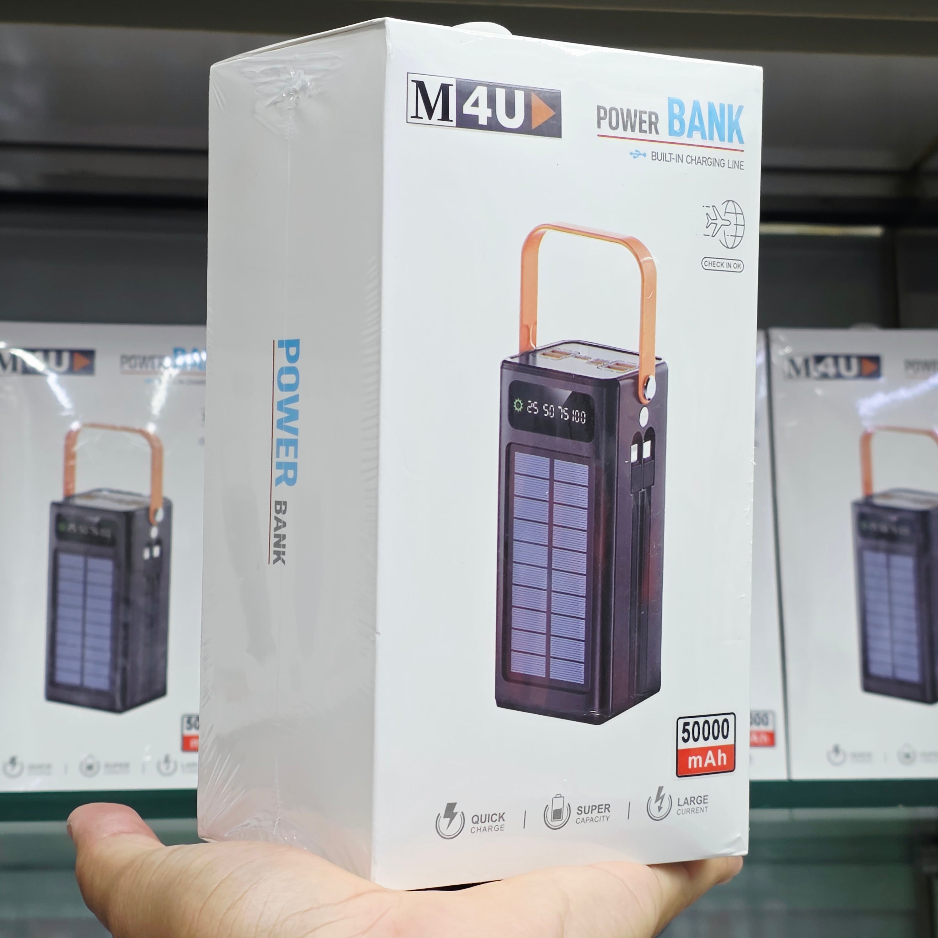 50000 mAh Solar Güneş Enerjili Dahili Kablolar Hızlı Şarj destekli Taşınabilir Powerbank KolayMagza KM Technology - Toptan Telefon Aksesuarları
