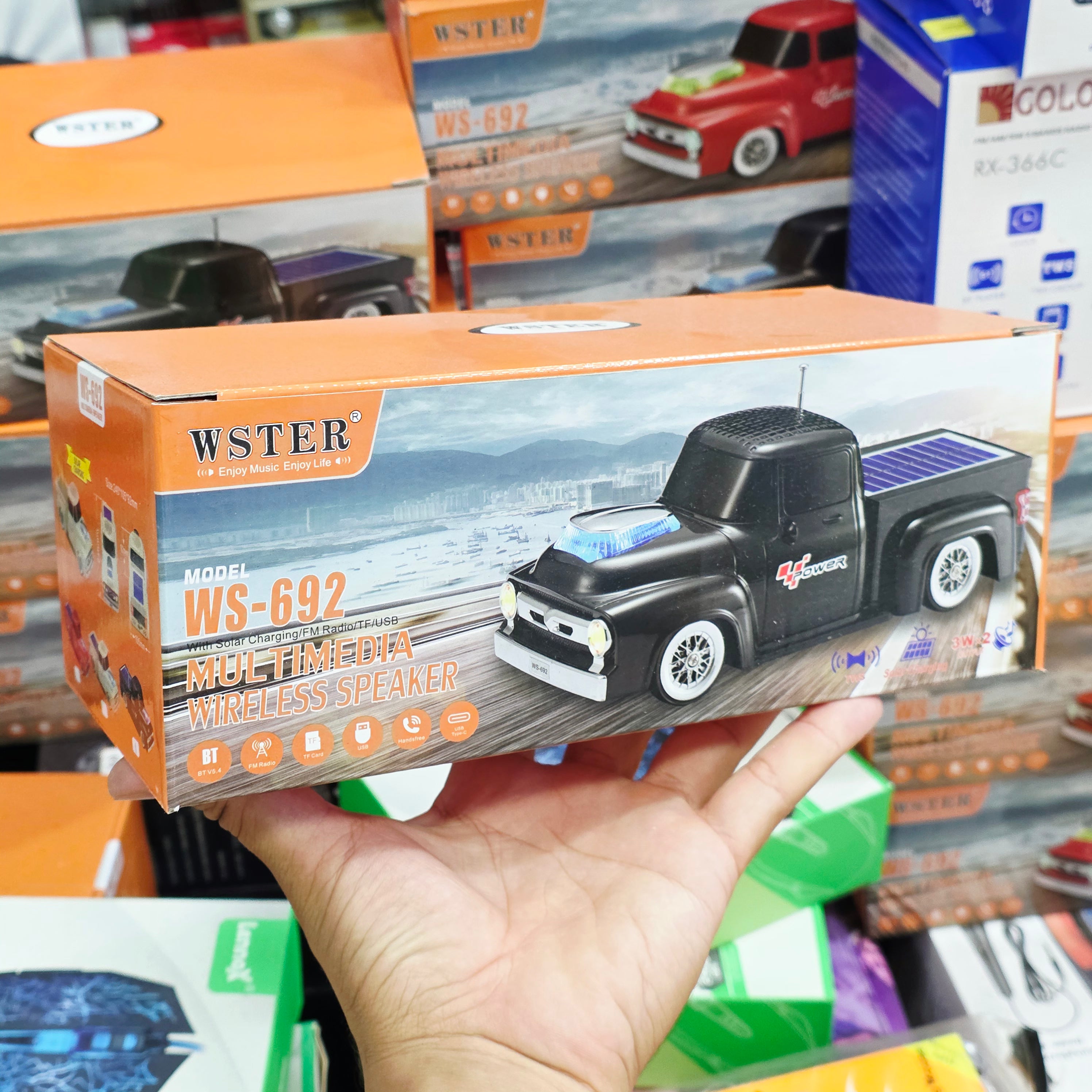 WS-692 Kamyonet Tasarımlı Güneş Panelli Nostaljik Bluetooth Hoparlör Tastech