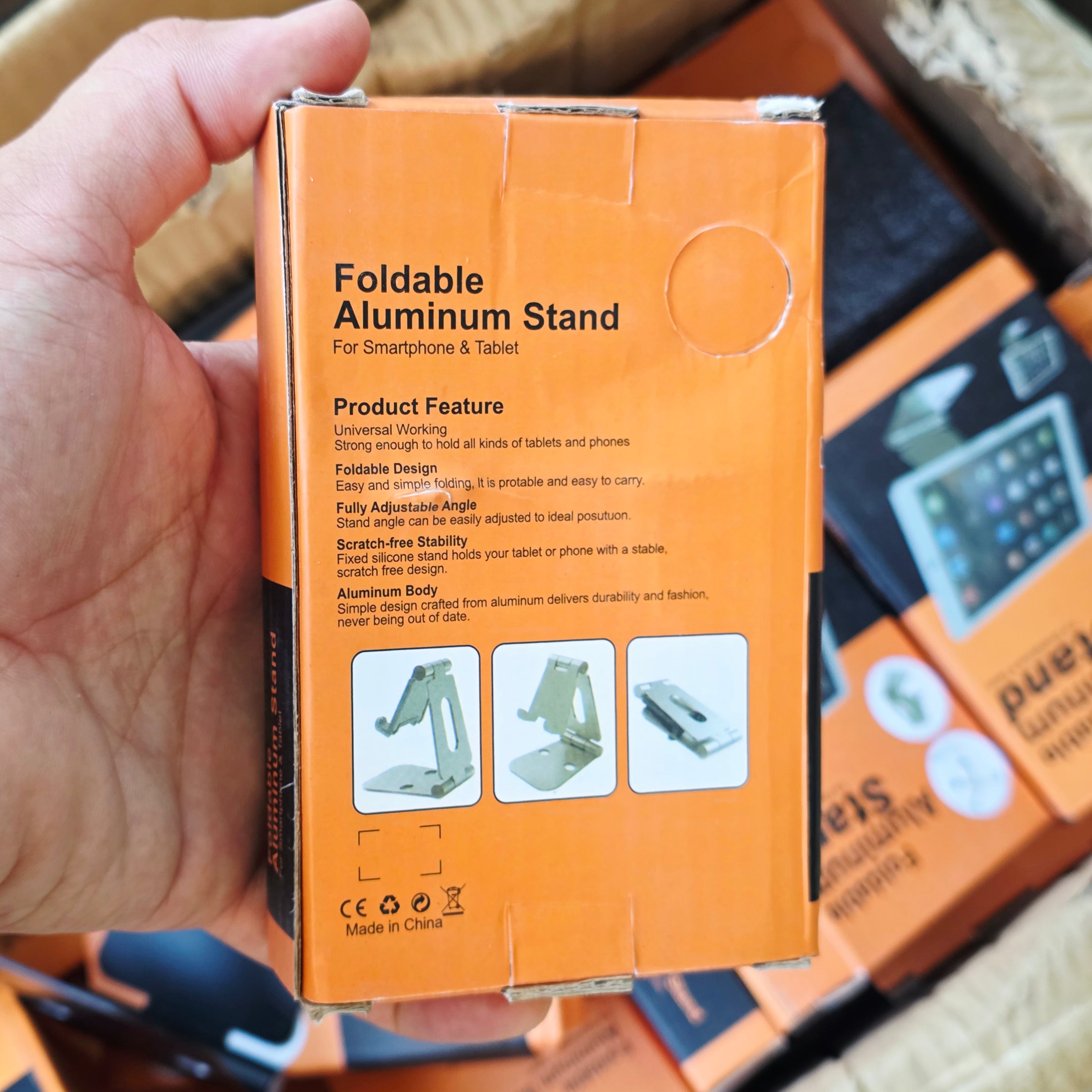 ( 5 adet ) Metal Ayarlanabilir Masaüstü Telefon ve Tablet Tutucu Stand - Katlanabilir Kaymaz Tabanlı KolayMagza KM Technology - Toptan Telefon Aksesuarları