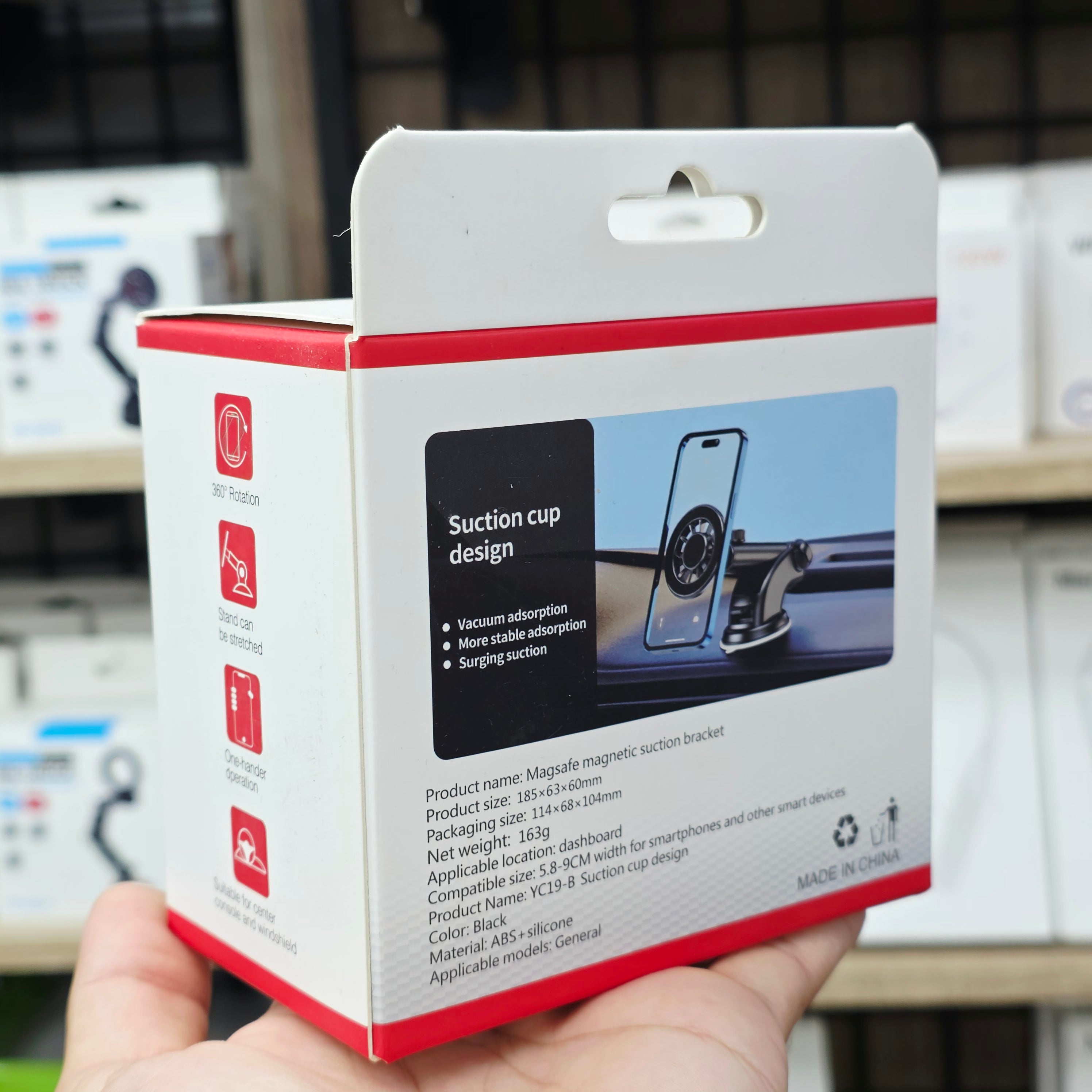 Güçlü Vantuzlu Manyetik magsafeli Araç İçi Telefon Tutucu - 360° Dönebilen Dashboard ve Cam Uyumlu Telefon Standı (Siyah) Zayden