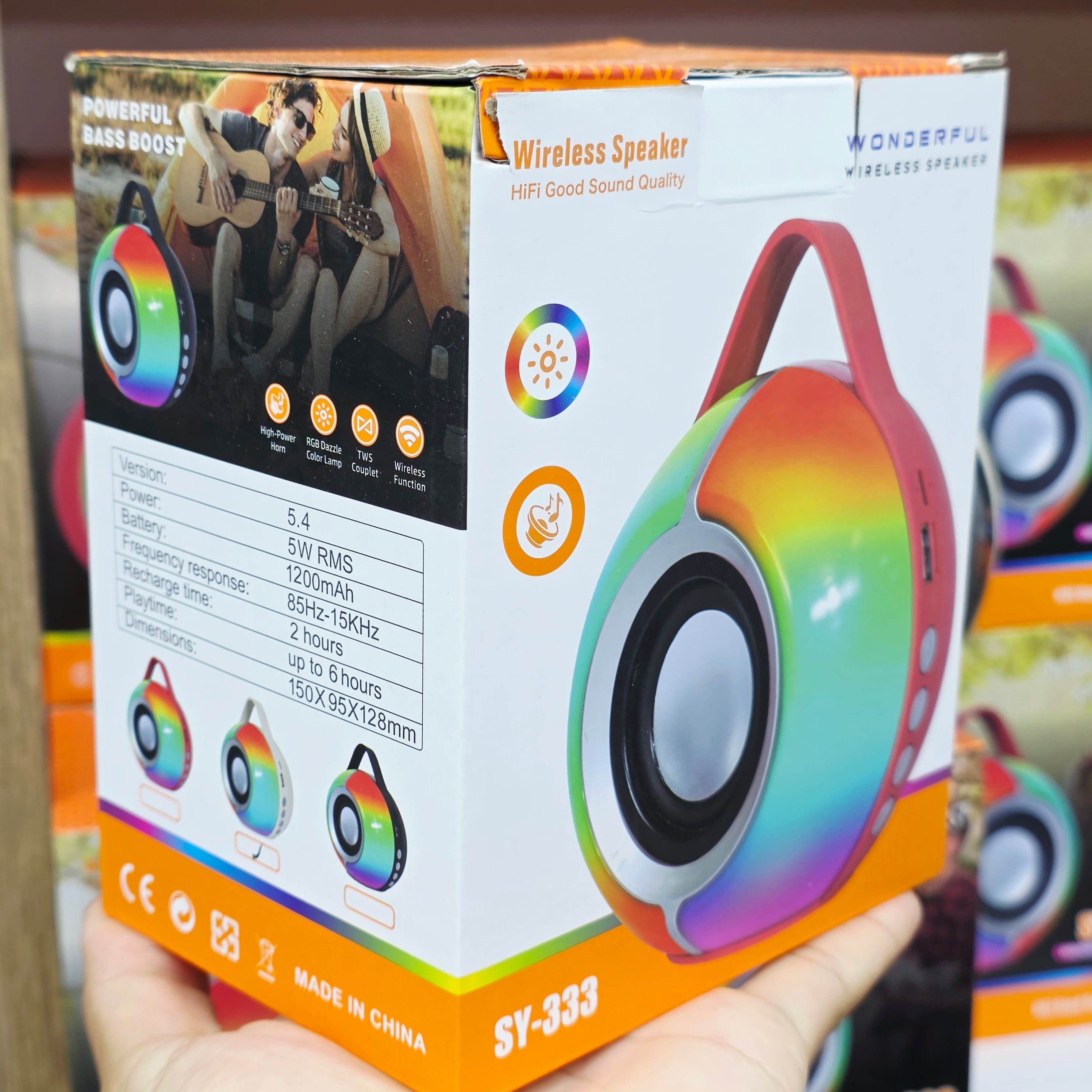 SY-333 Taşınabilir Kablosuz Bluetooth Hoparlör - RGB Renkli Işıklı, Güçlü Bass Boost, 5W RMS, TWS Destekli Ses Bombası Zayden