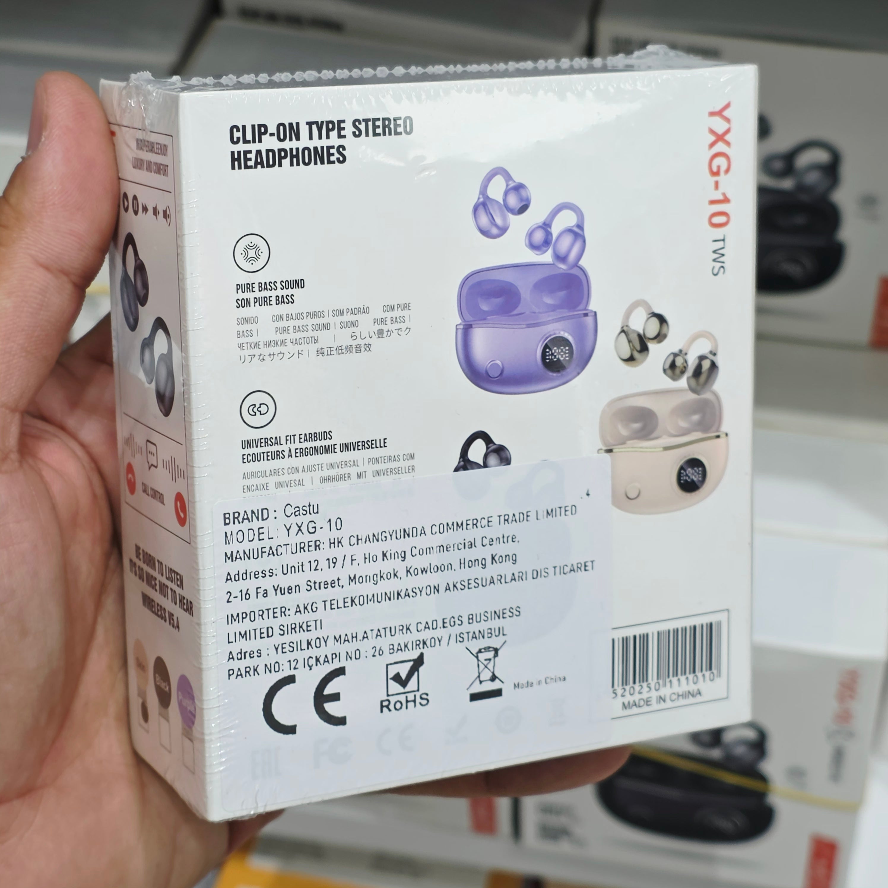YXG-10 Premium Clip-On Kulak Klipsli Açık Kulak Bluetooth 5.4 Kablosuz Kulaklık - Dijital Şarj Göstergeli LENSUN
