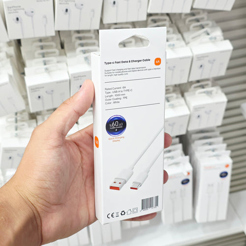 ( 5 adet ) 120W Süper Hızlı Şarj Kablosu 6A Type-C To USB - Dijital Şarj Göstergeli Turbo Hızlı Veri Aktarım Kablosu Tucci