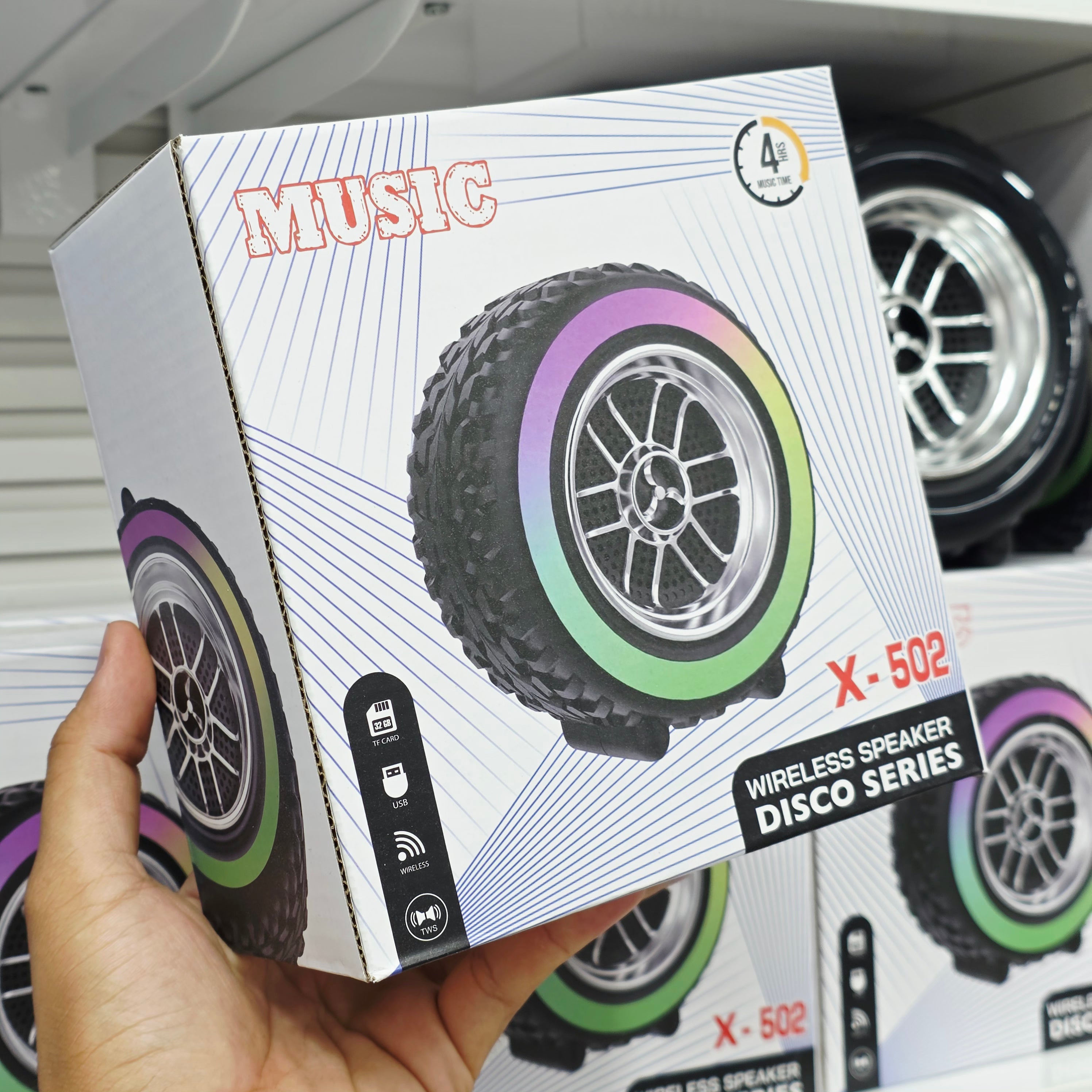 ( 3 adet ) X-502 Tekerlek Tasarımlı RGB Işıklı Kablosuz Bluetooth Hoparlör - Disco Series Mini Speaker Tucci