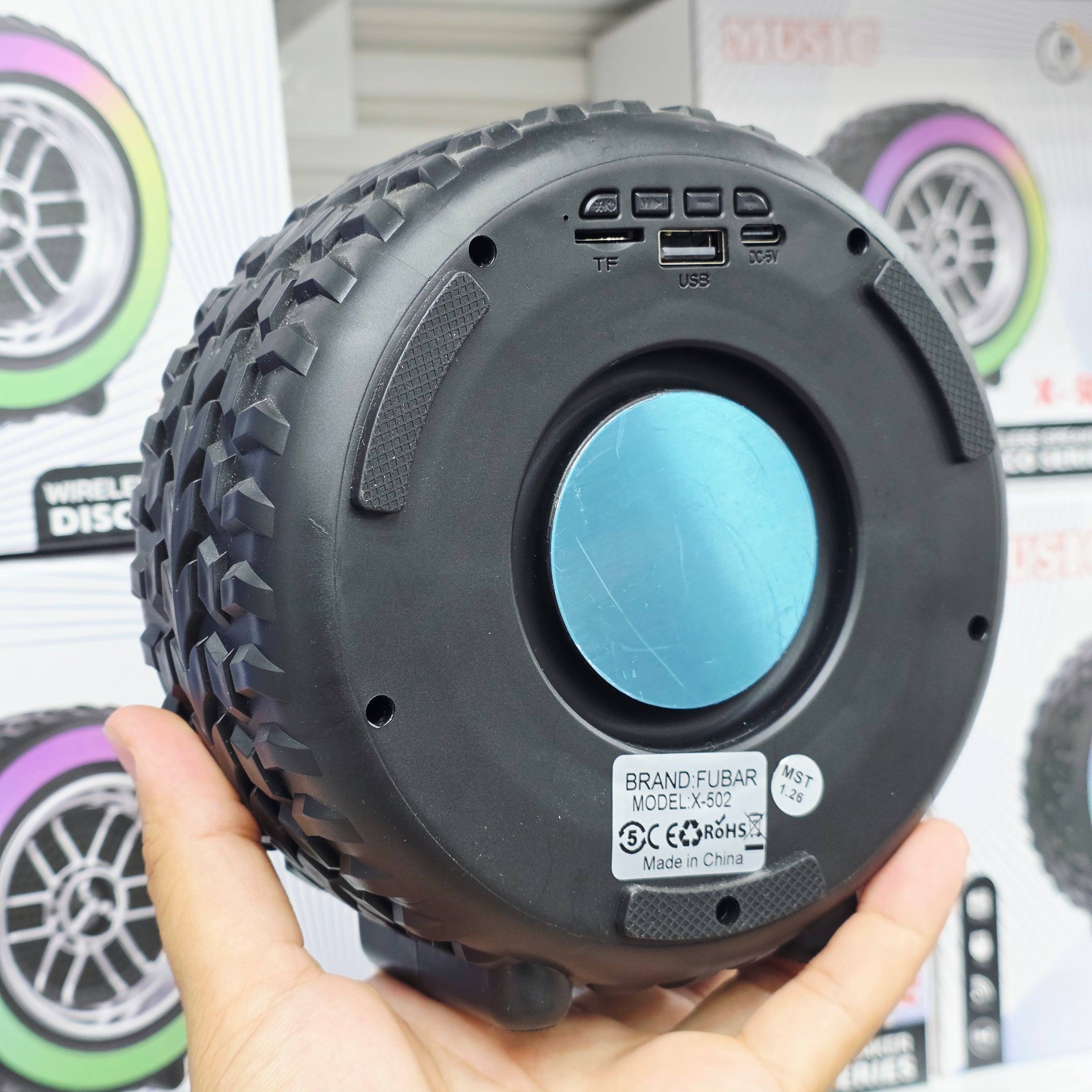 ( 3 adet ) X-502 Tekerlek Tasarımlı RGB Işıklı Kablosuz Bluetooth Hoparlör - Disco Series Mini Speaker Tucci