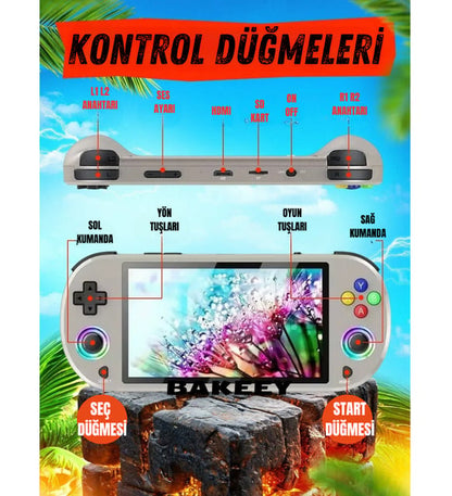 Sjgam M22 Pro Retro Oyun Konsolu 5.0 ''ıps Ekran Dahili 20000+ Oyun Emülatörleri Rgb LED Joystick - G6M