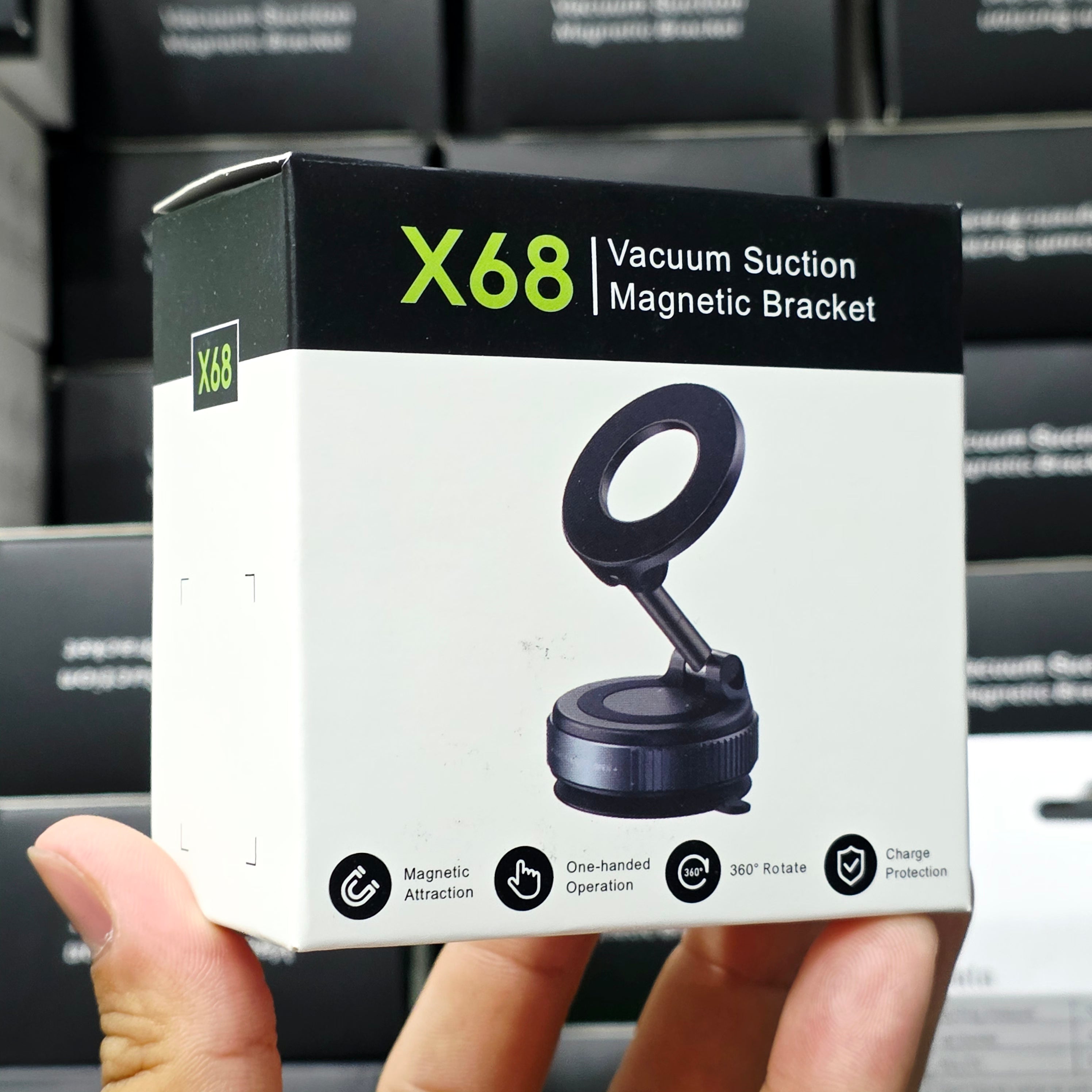 X68 Vakumlu ve Magsafe Uyumlu Manyetik Araç İçi Telefon Tutucu - 360° Dönebilen Torpido ve Cam Tutacağı İVO