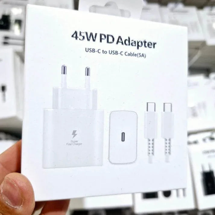45w süper hızlı typec çıkışlı başlık adaptör ve typec to typec 1m kablo pd şarj set - S2P - KolayMagza KM Technology