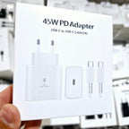 45w süper hızlı typec çıkışlı başlık adaptör ve typec to typec 1m kablo pd şarj set - S2P - KolayMagza KM Technology