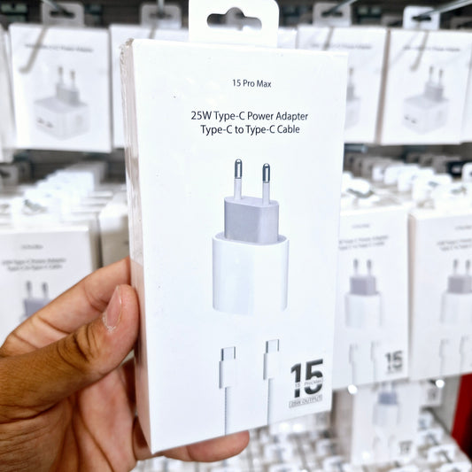 Logosuz 25w typec çıkışlı 15 pro max başlık ve typec to typec kablo yeni nesil şarj seti - S3M