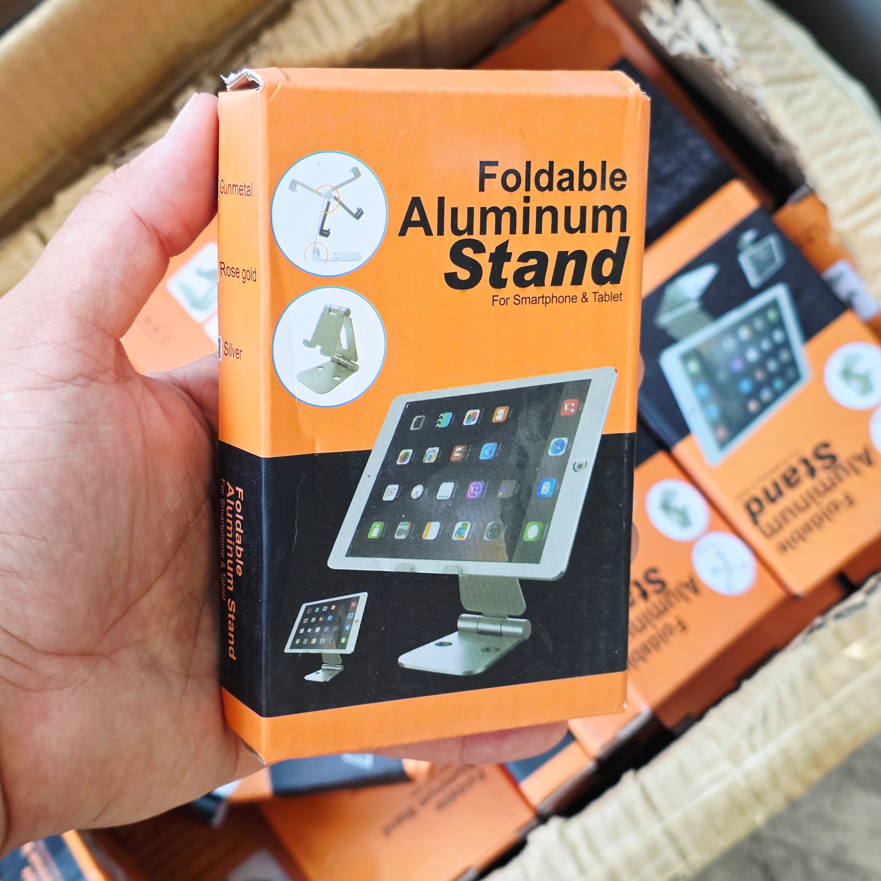 ( 5 adet ) Metal Ayarlanabilir Masaüstü Telefon ve Tablet Tutucu Stand - Katlanabilir Kaymaz Tabanlı KolayMagza KM Technology - Toptan Telefon Aksesuarları