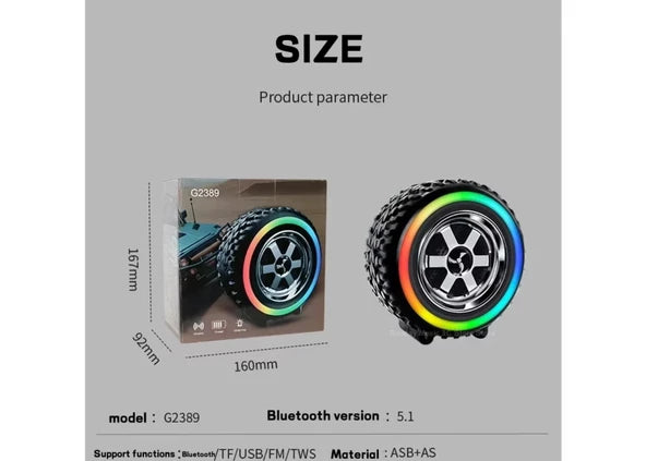 ( 3 adet ) X-502 Tekerlek Tasarımlı RGB Işıklı Kablosuz Bluetooth Hoparlör - Disco Series Mini Speaker Tucci