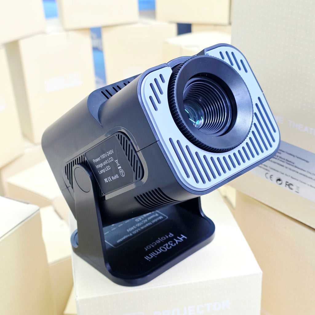 HY320 Mini 4K Destekli Akıllı Taşınabilir Projeksiyon Cihazı - Android 11, Dual WiFi 6, Bluetooth 5.0 Siyah Ev Sineması Ev Tipi Projektör