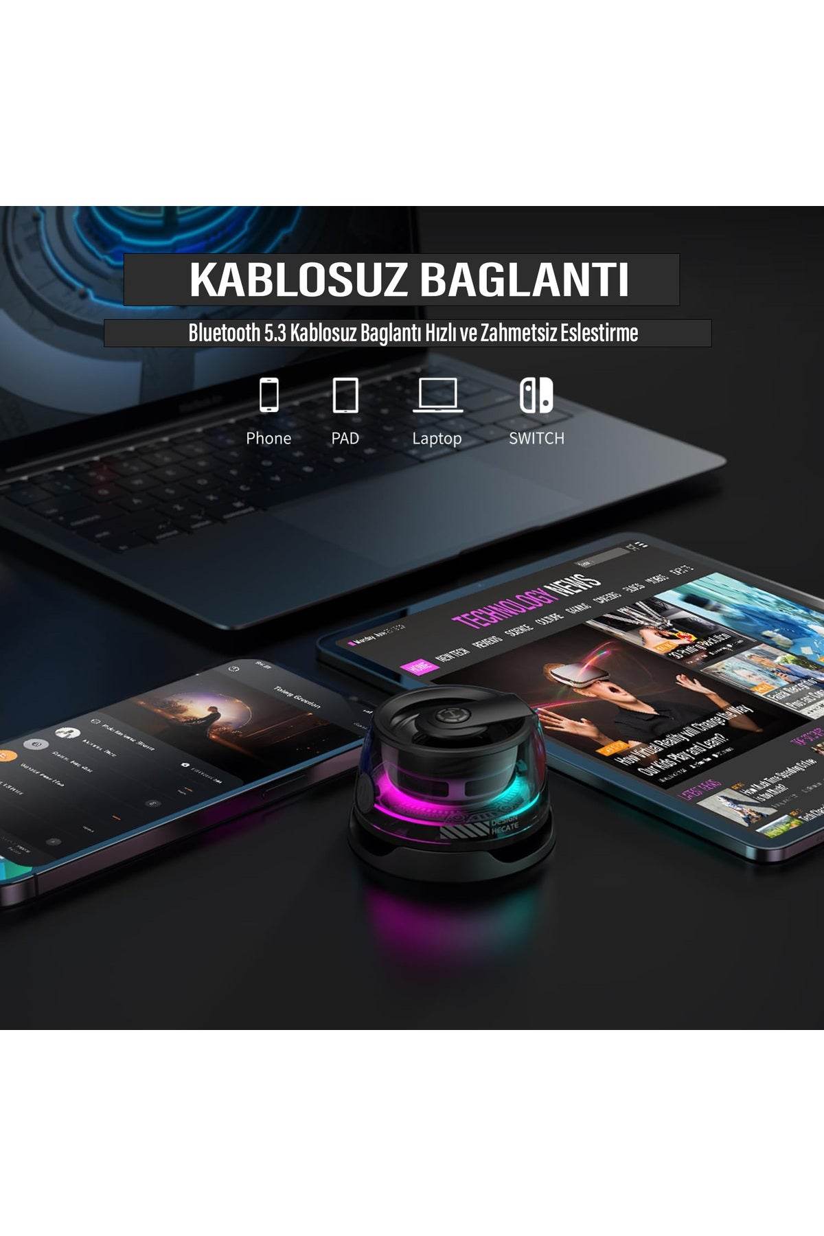 Magnetik mini hoparlör telefon arkasına yapışan wireless speaker d39 - H2Y - KolayMagza