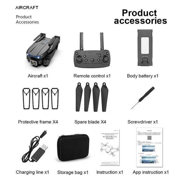 E88 4k Hd Çift Kameralı App Kontrol Wifi Katlanabilir akıllı Drone - G5R - KolayMagza KM Technology
