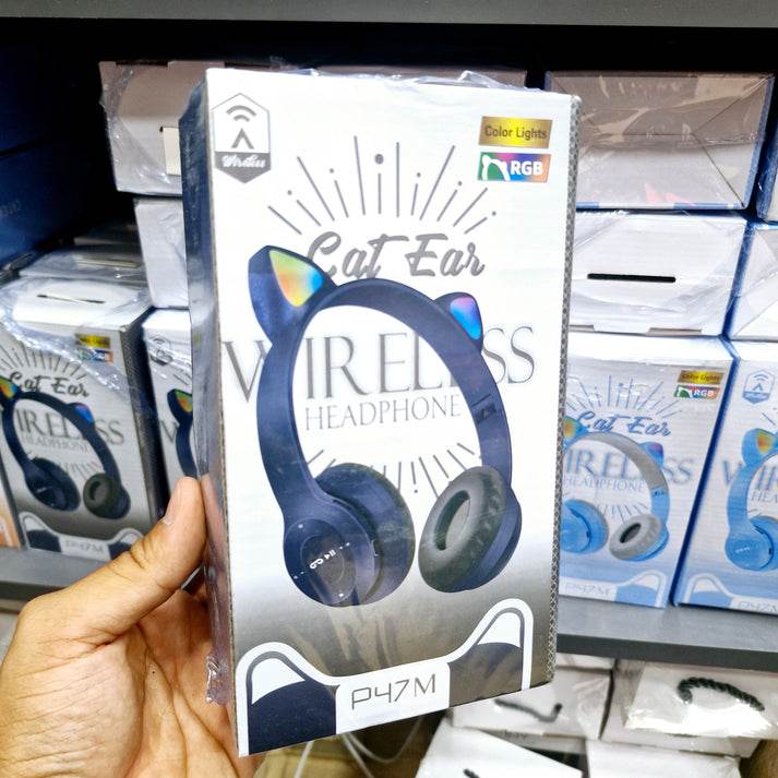 P47m kedili led ışıklı katlanabilir hafıza kartı destekli kafa üstü bluetooth kulaklık - U1G - KolayMagza