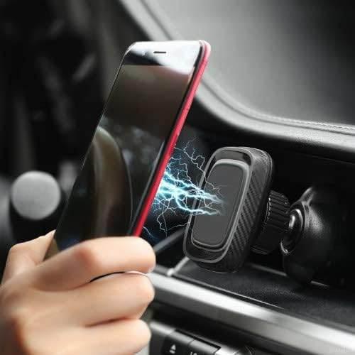 Magnetic in-car phone holder that attaches to the air vent