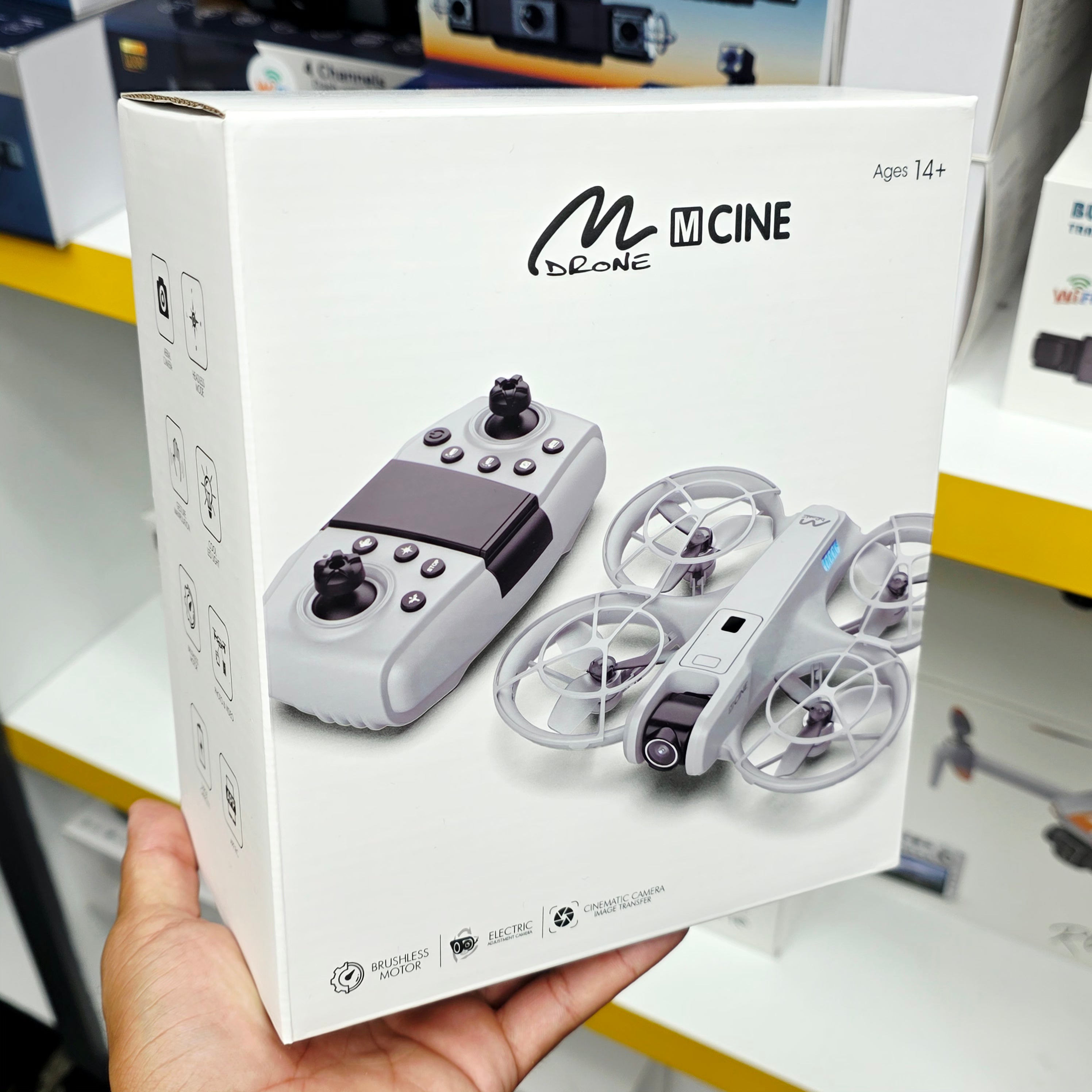 M-Cine Mini Drone - Fırçasız (Brushless) Motorlu, Çift Kameralı Sinematik FPV Drone (Engel Sensörlü & Stabil Uçuş)