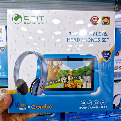 CCIT 7" Kids Tablet &amp; Headset - 4GB RAM, 128GB Memory, Android 10, Zoom Supported, Special Educational Tablet for Children - G3Y