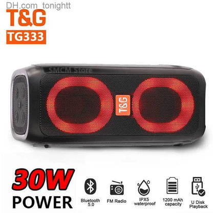 TG-333 telefon standlı çift speakerli 30W 1500mah RGB led ışıklı fm radyo Sd kart Usb aux destekli taşınabilir Bluetooth hoperlör